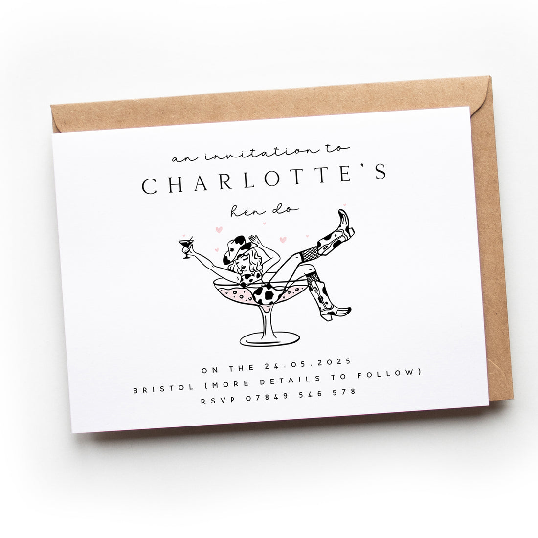 Personalised HEN PARTY invitation LAST RODEO COWGIRL