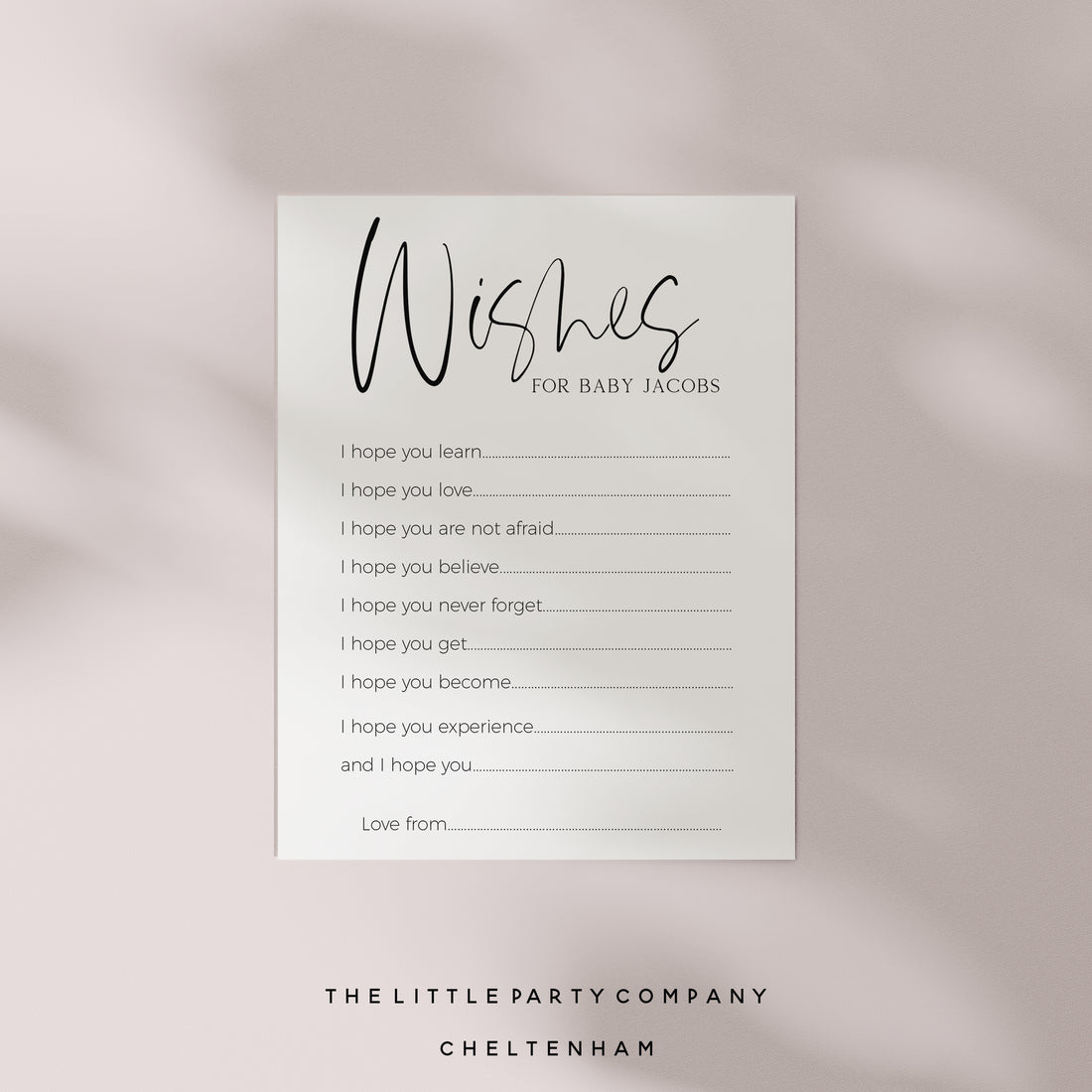 Minimal White Personalised Wishes For Baby Cards