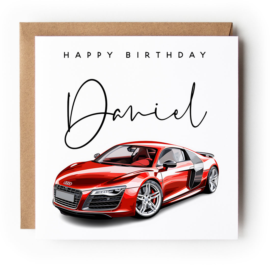 Personalised Audi RS8 Style Birthday Card
