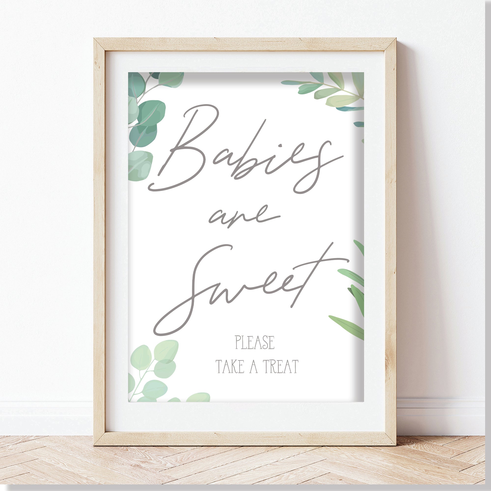 BOTANICAL Green Baby Shower Signs Babies Are Sweet