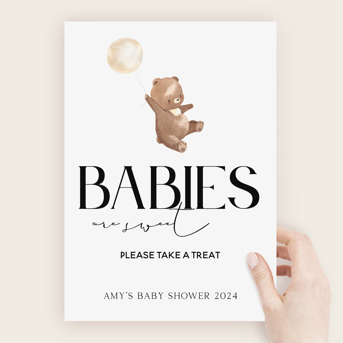 Cute Watercolour Bear Babies Are Sweet Baby Shower Sign