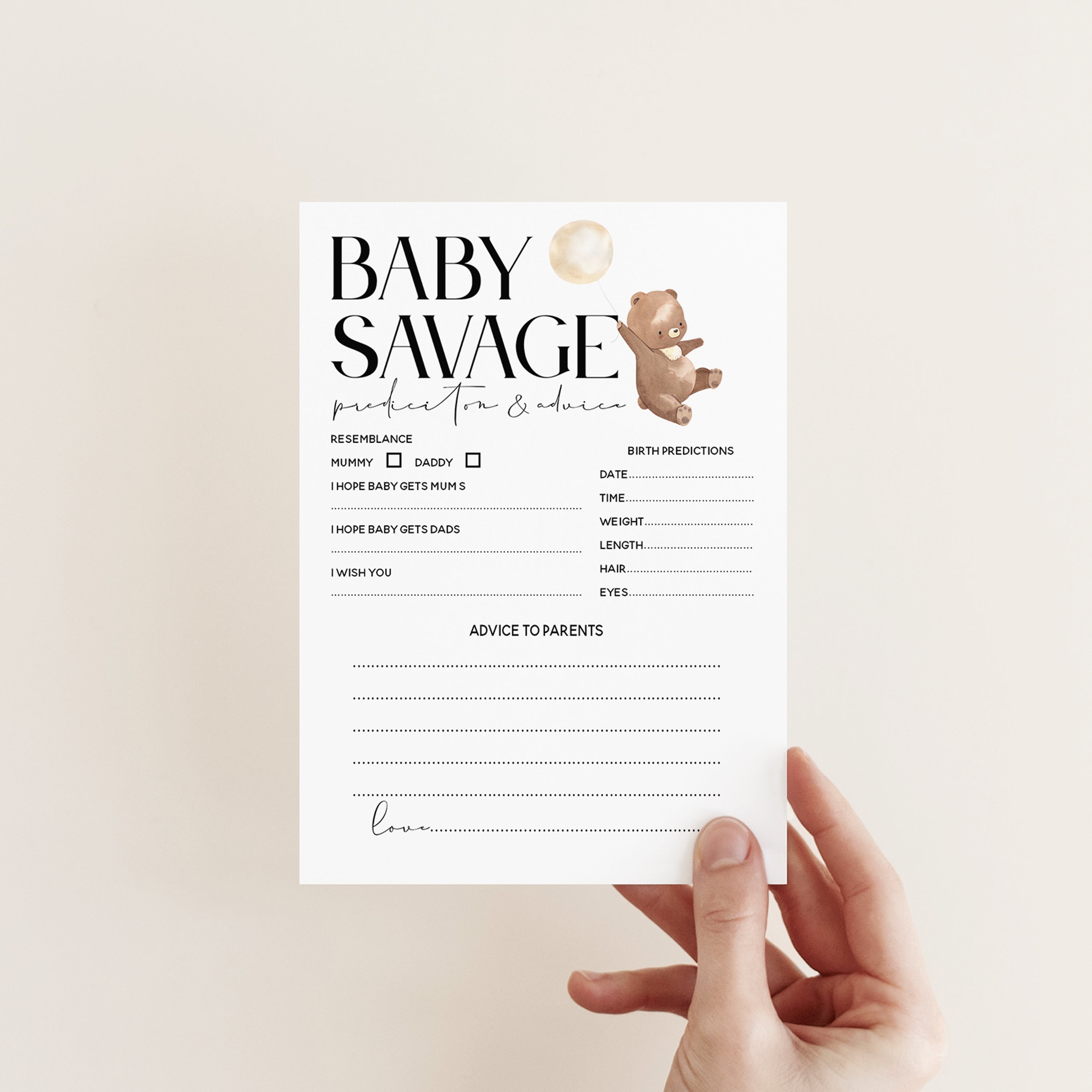Personalised Teddy Bear Prediction and Advice Cards