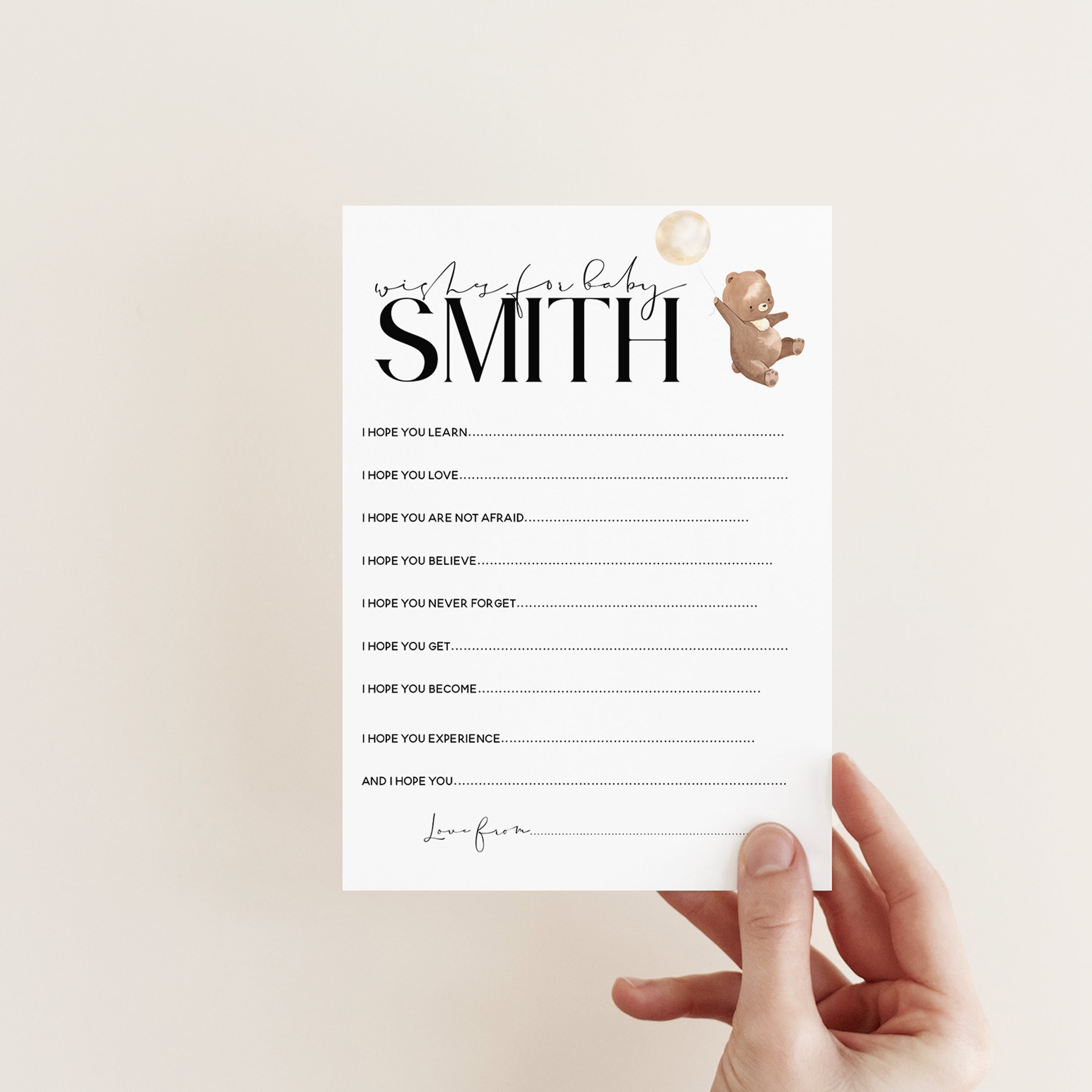 Personalised Teddy Bear Wishes For Baby Cards