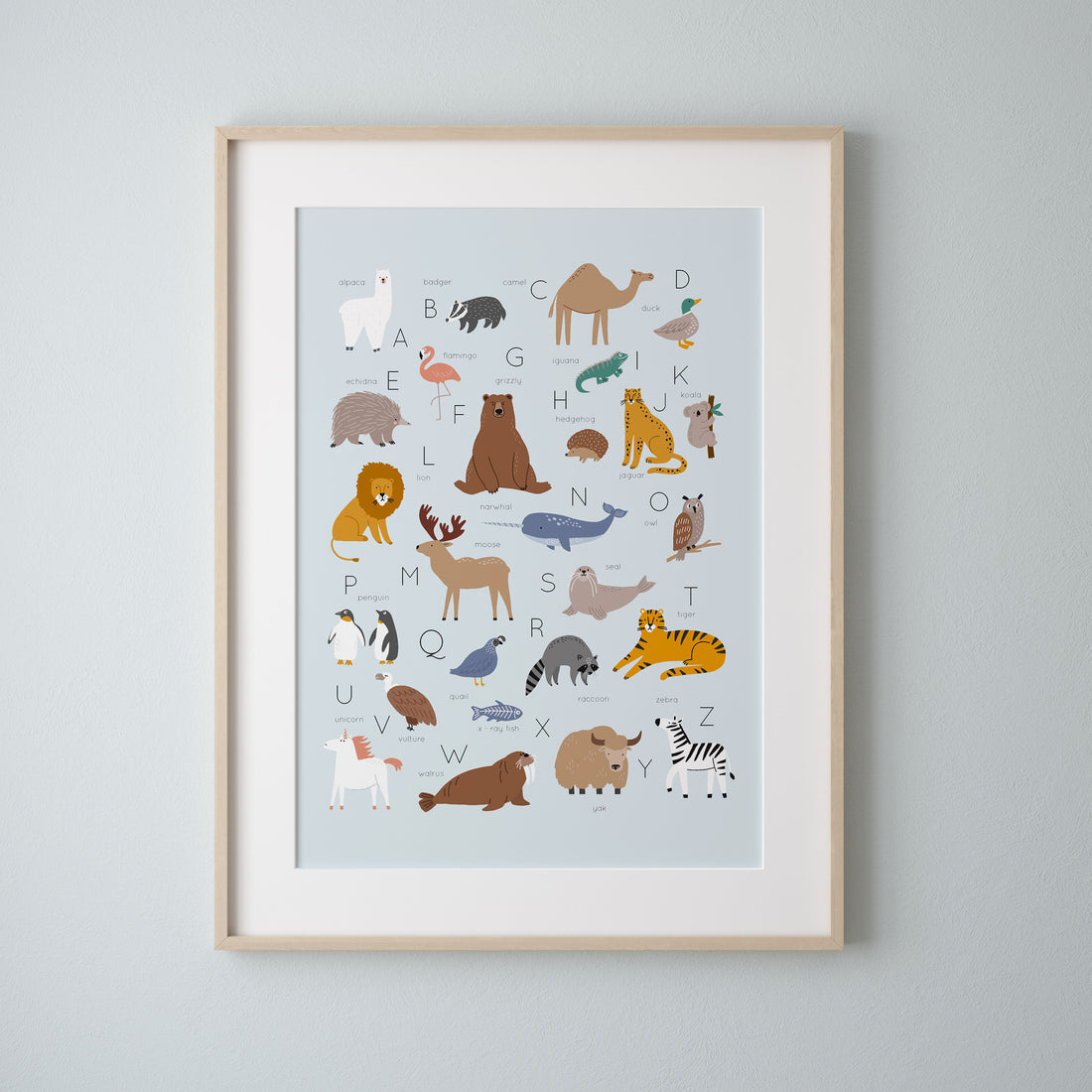 Blue Animal Alphabet Print