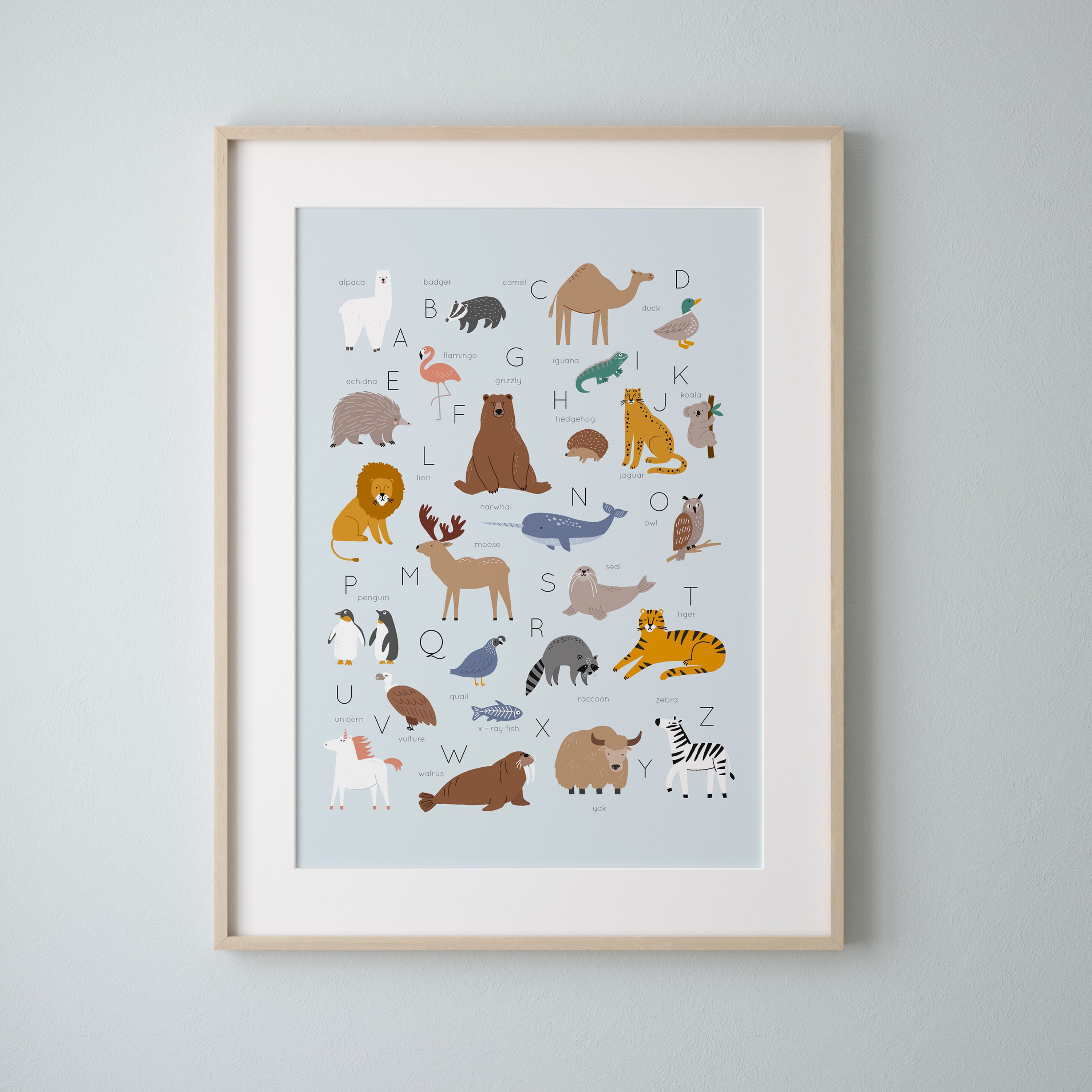 Blue Animal Alphabet Print