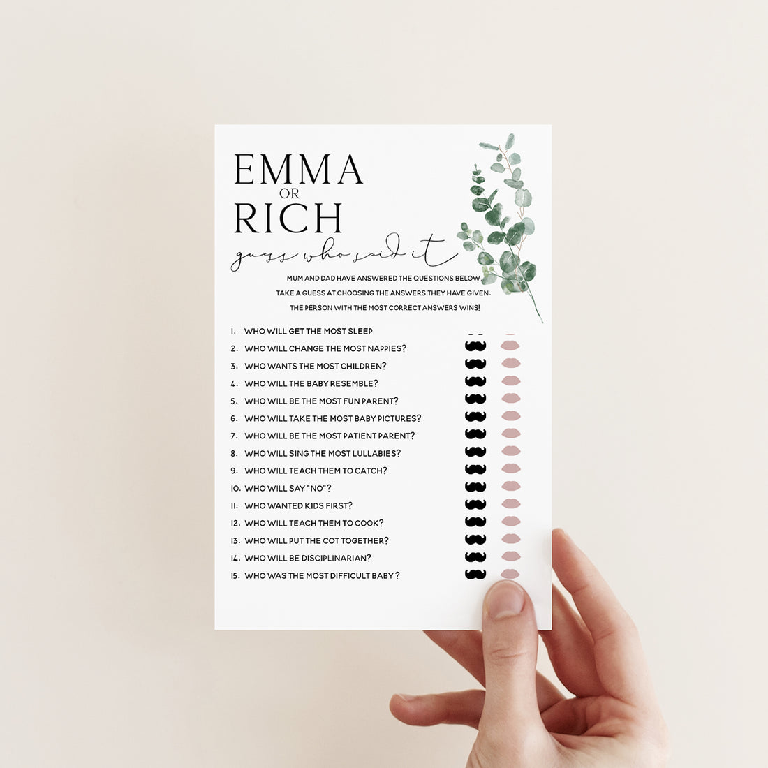 Personalised Botanical Mummy & Daddy Game