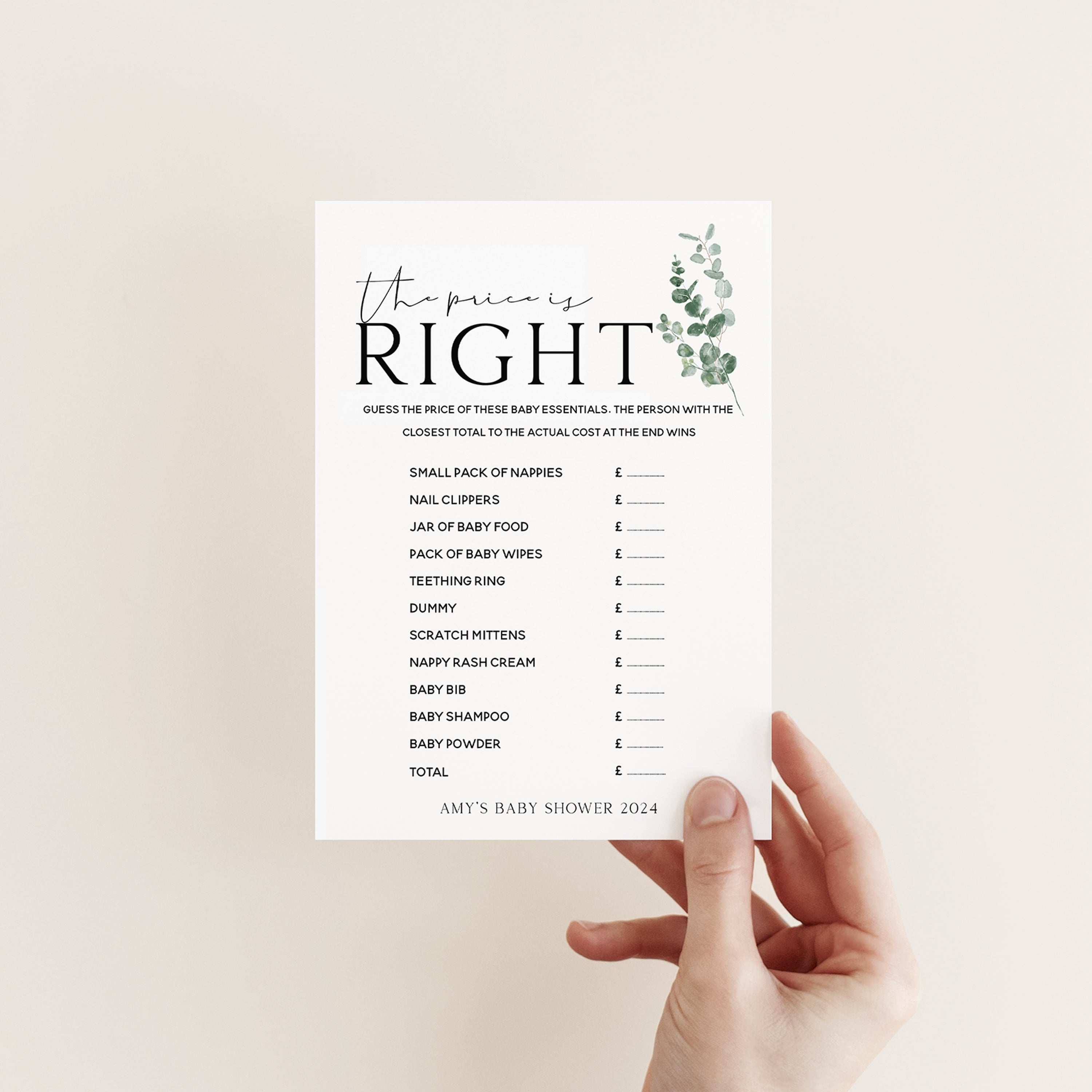 Personalised Botanical The Price Is Right Game