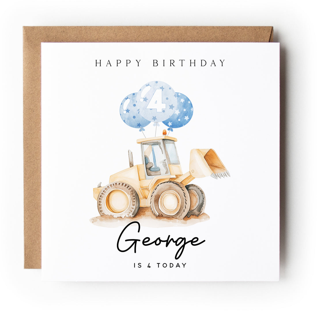 Construction Digger Birthday Card Personalised Any Age