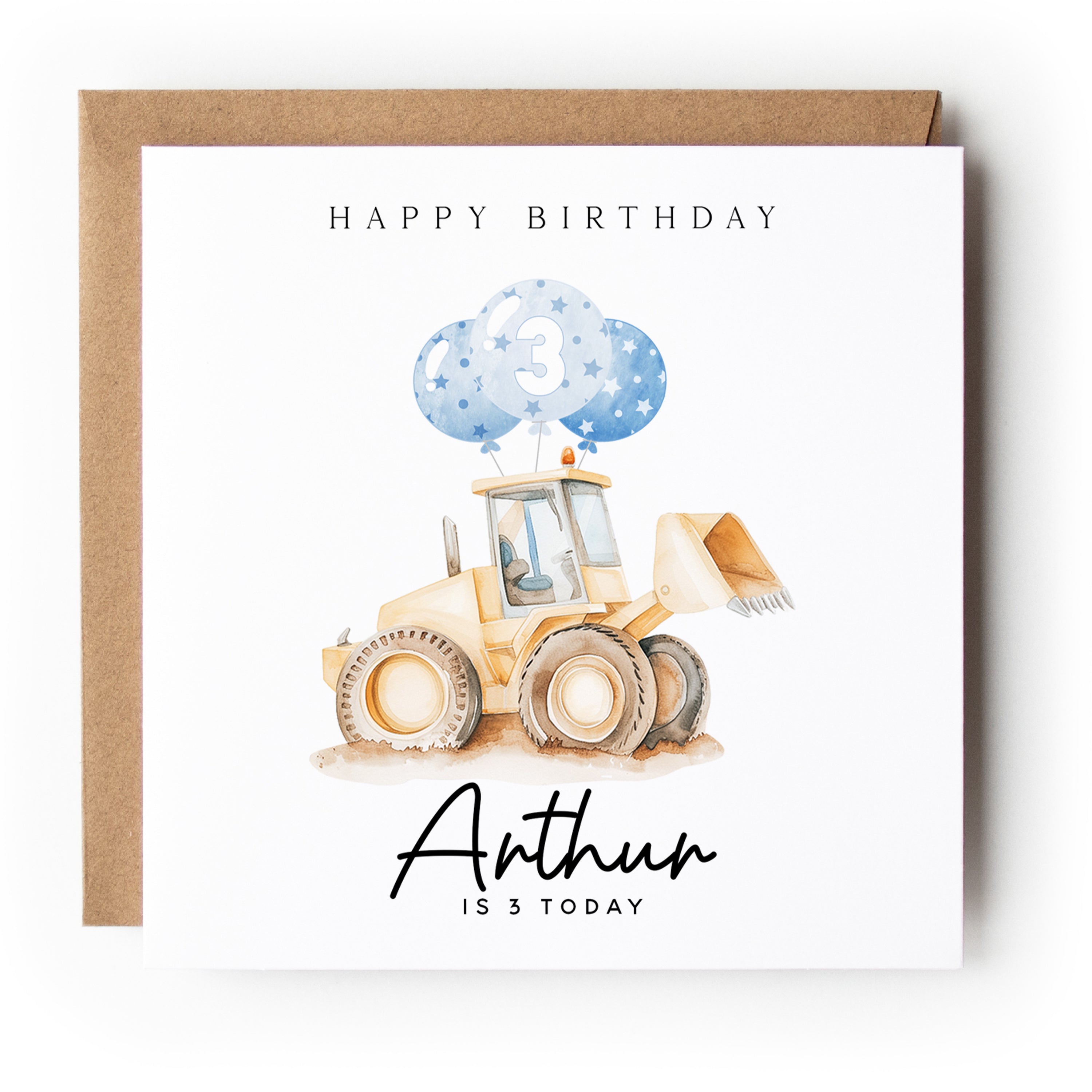Construction Digger Birthday Card Personalised Any Age
