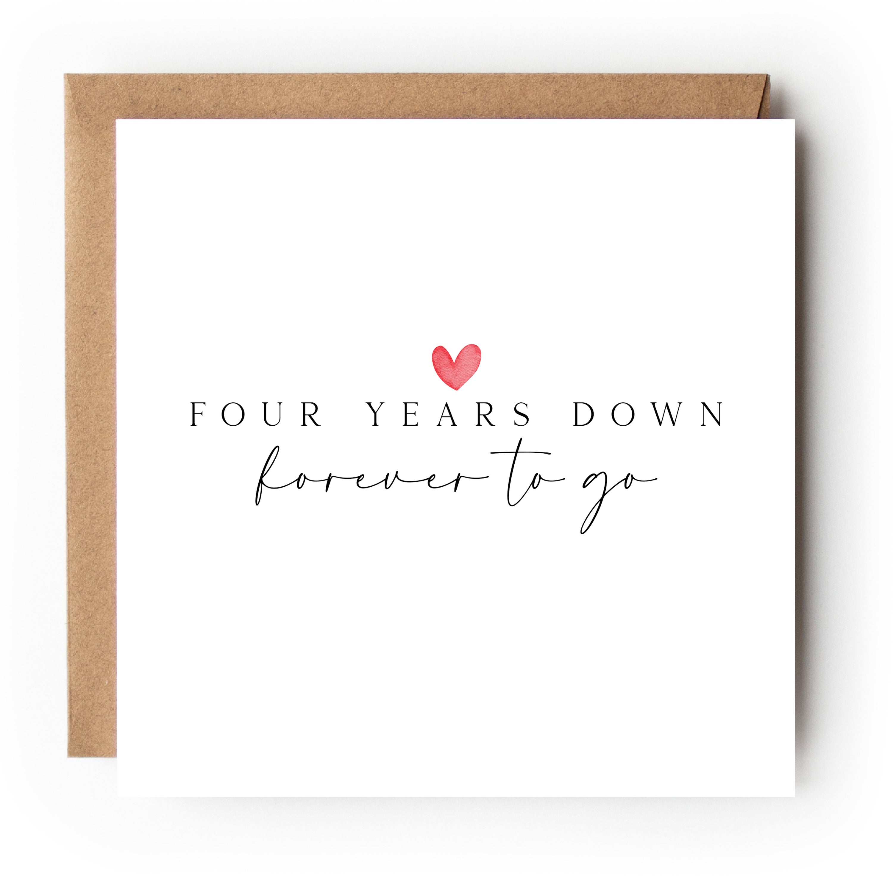 Fourth Year Anniversary Card Minimalist Heart