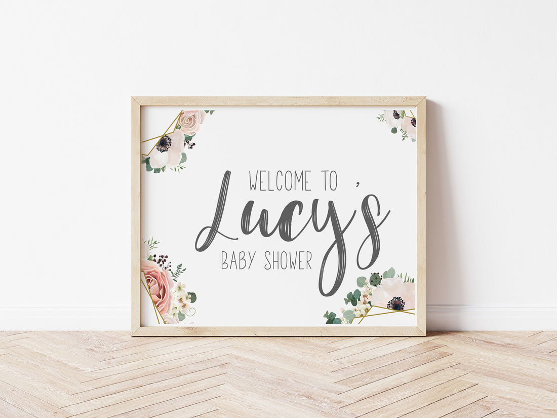 Boho Floral Afternoon Tea Party Baby Shower Welcome Sign
