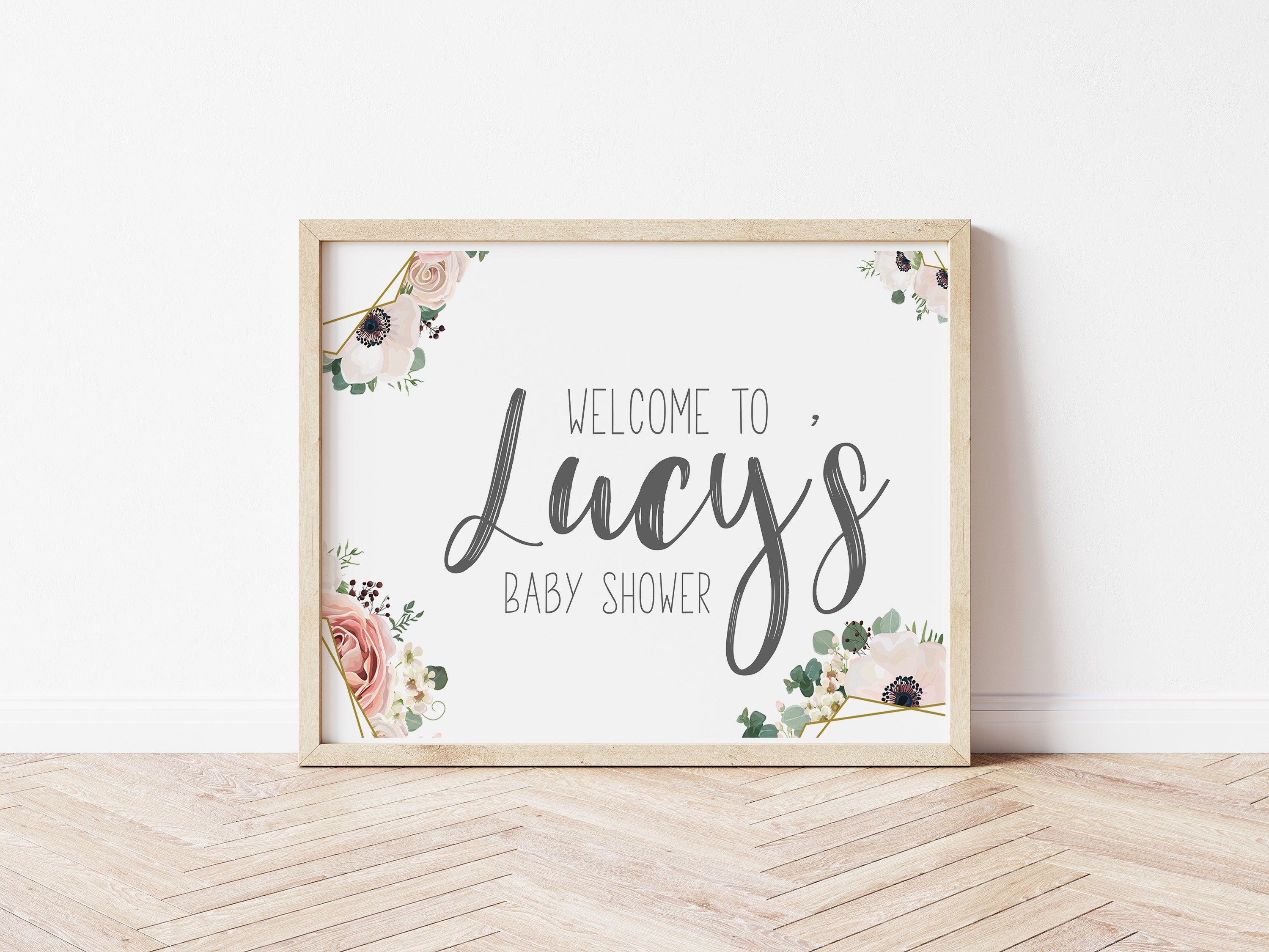 Boho Floral Afternoon Tea Party Baby Shower Welcome Sign