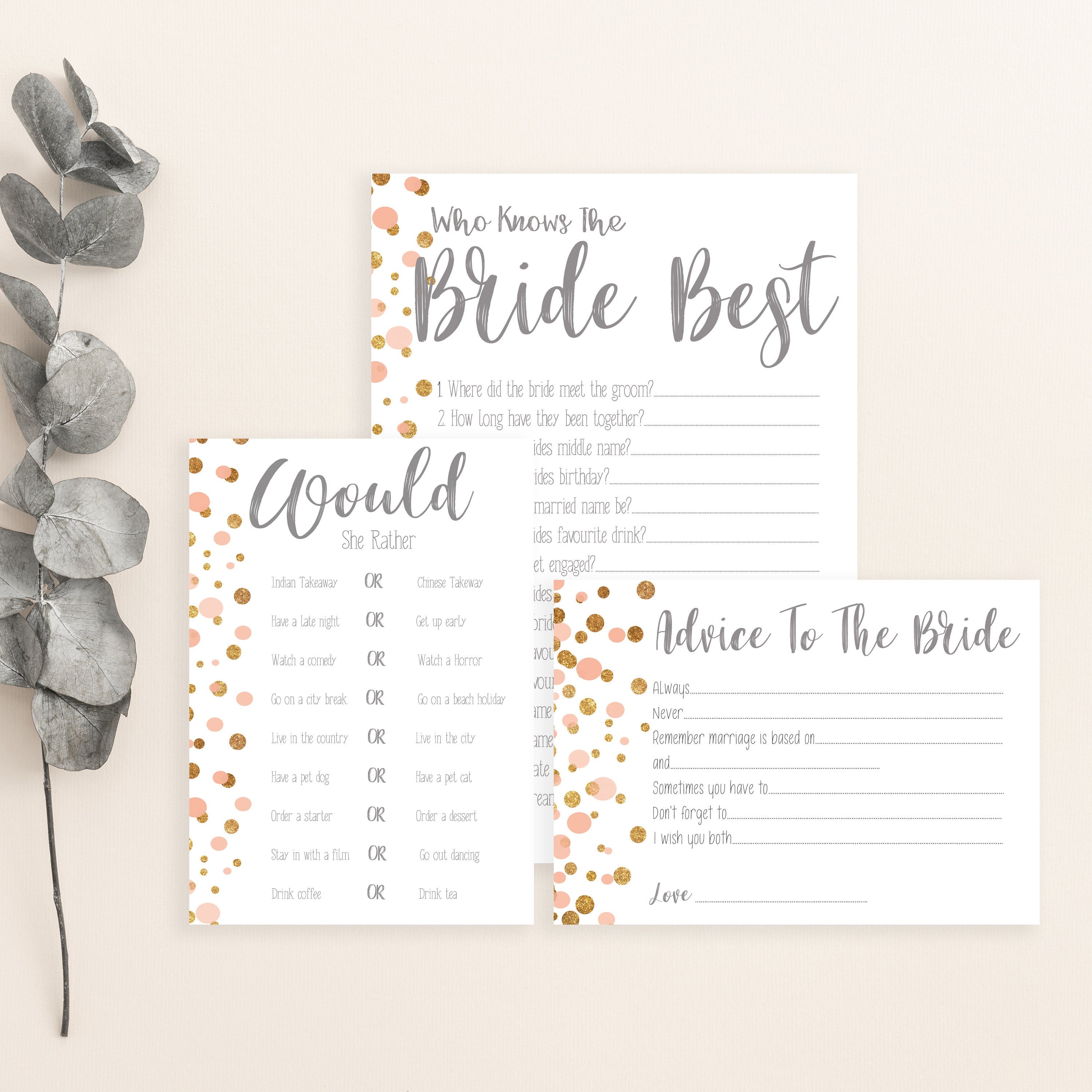 Hen Party Games TRIPLE PACK Advice To The Bride Cards Hen Party Accessories Gift Hen Party Games Hen Party Gift Bride To Be Polka Dots