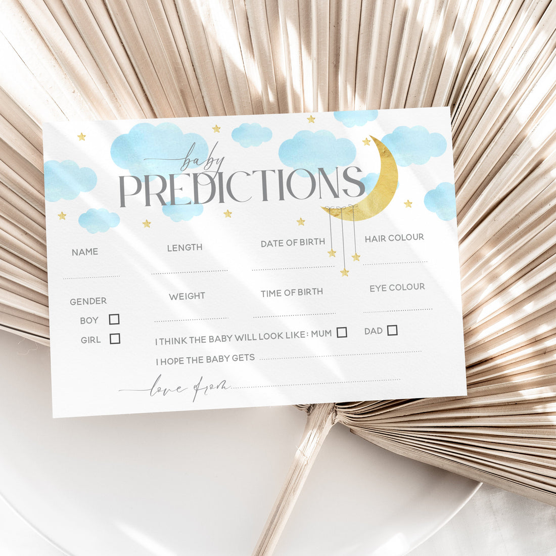 Baby Shower Baby Prediction Cards Whimsical Baby Boy Blue Baby Shower Games Party New Mum To Be Gender Reveal Party Games Favours Idea