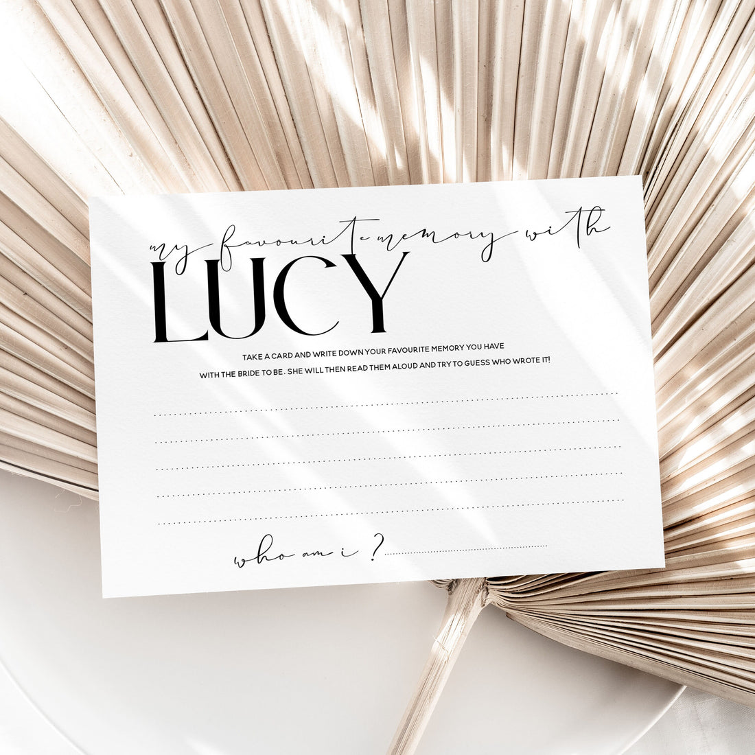 Personalised White & Black Script Memory With The Bride Cards