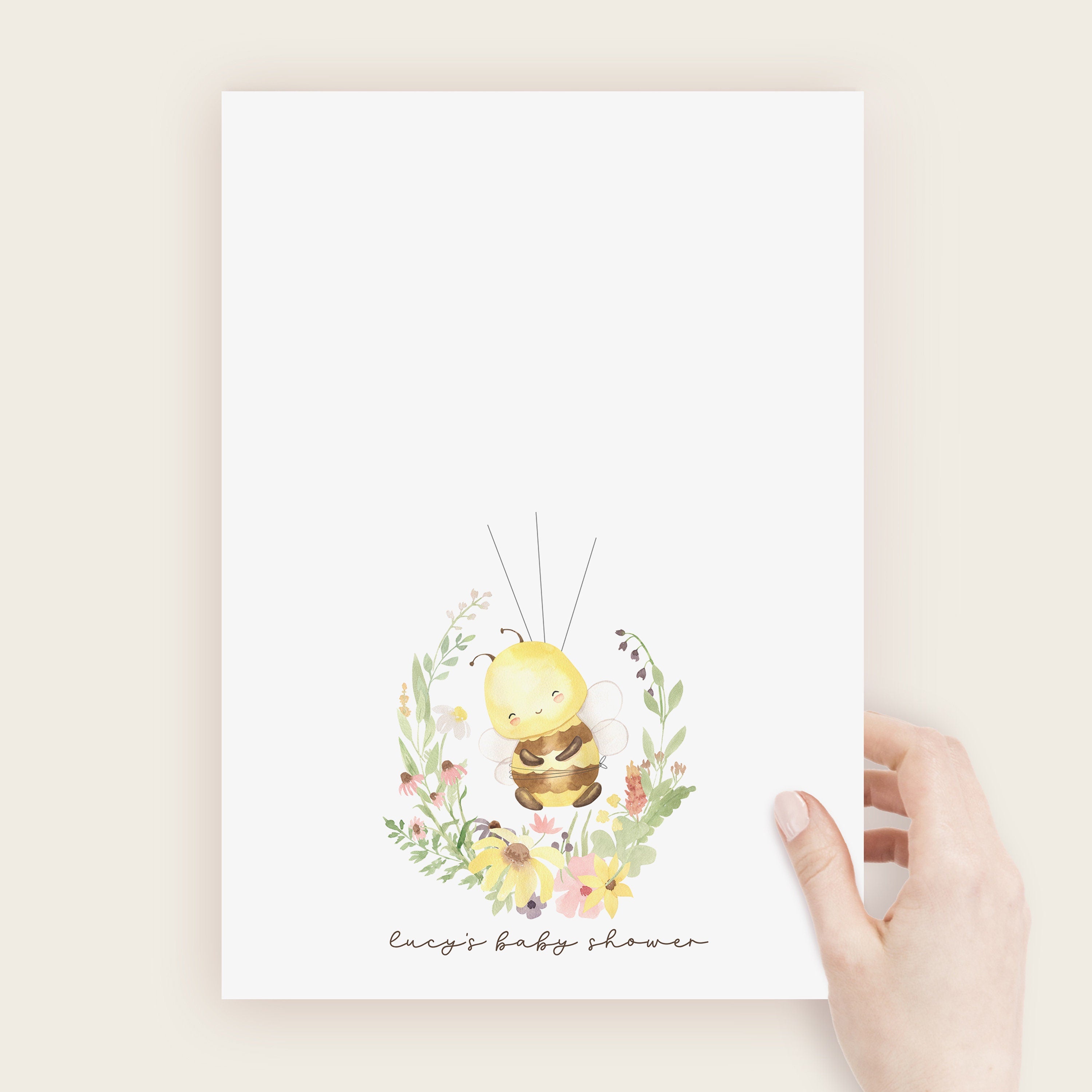 PErsonalised Bee Finger Print Tree Nursery Print