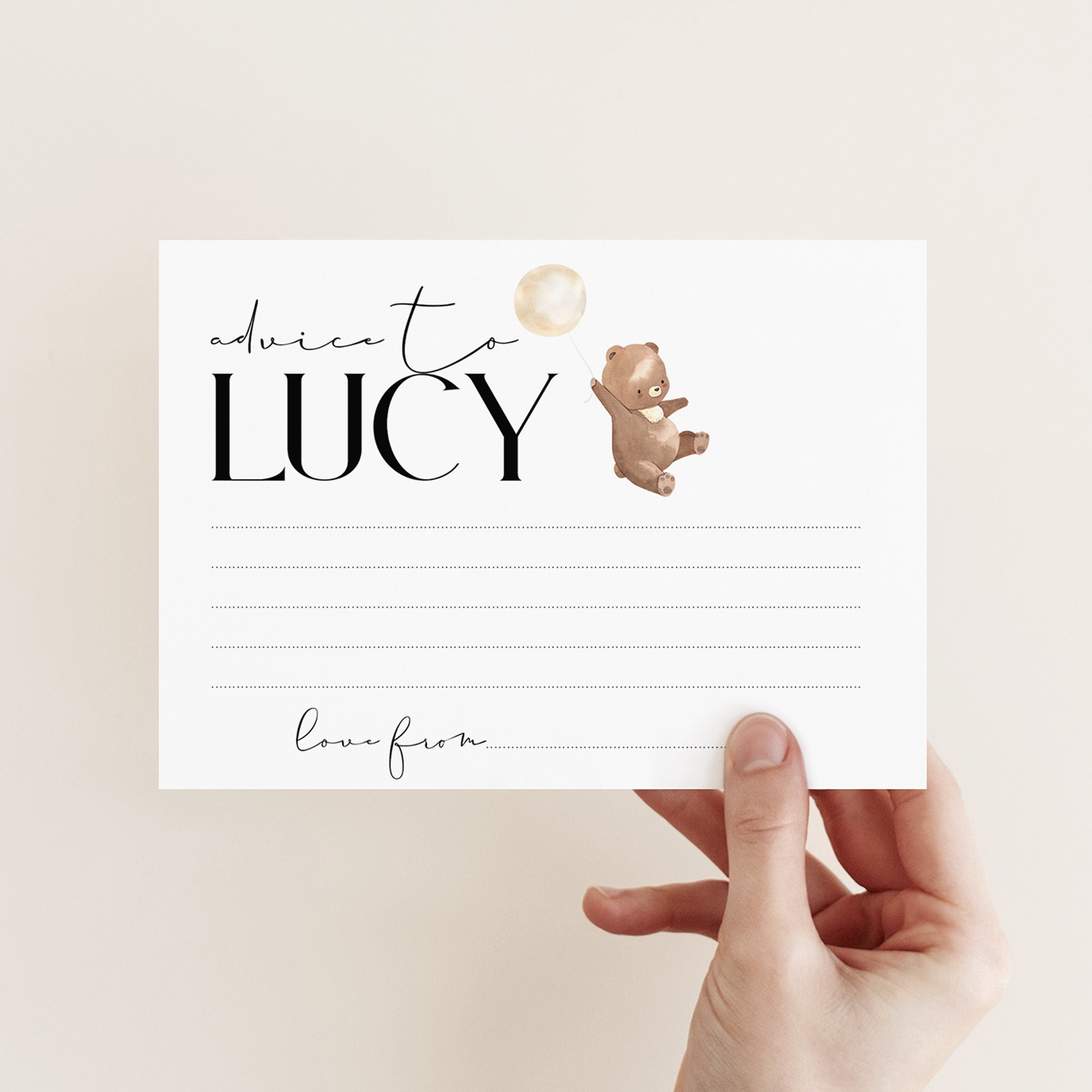 Bear Baby Shower Games-Advice To Mum Card-Personalised Baby Shower Game-Baby Advice-Teddy Bear Theme-Gender Neutral Unisex-New Mum Baby Gift