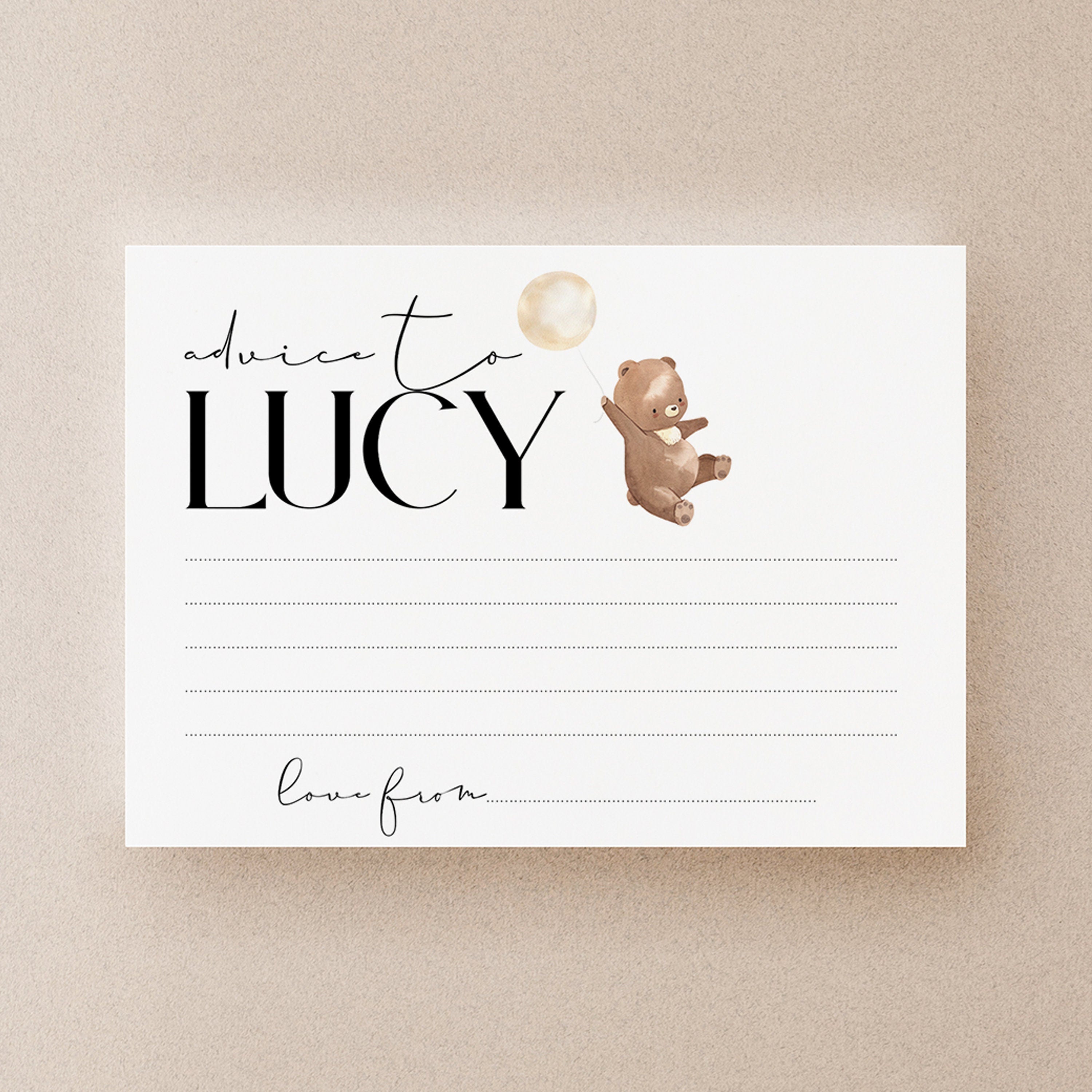 Bear Baby Shower Games-Advice To Mum Card-Personalised Baby Shower Game-Baby Advice-Teddy Bear Theme-Gender Neutral Unisex-New Mum Baby Gift