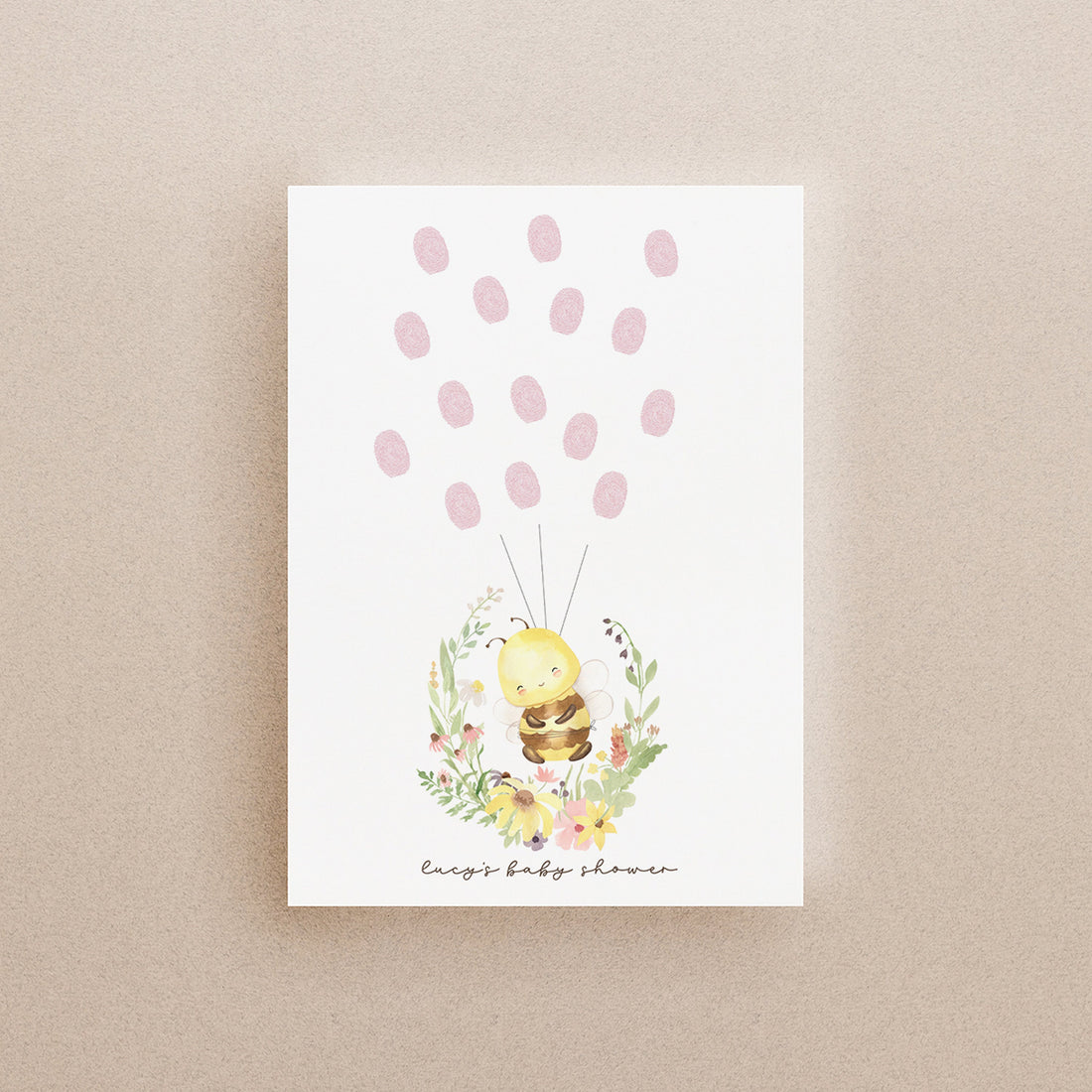 PErsonalised Bee Finger Print Tree Nursery Print