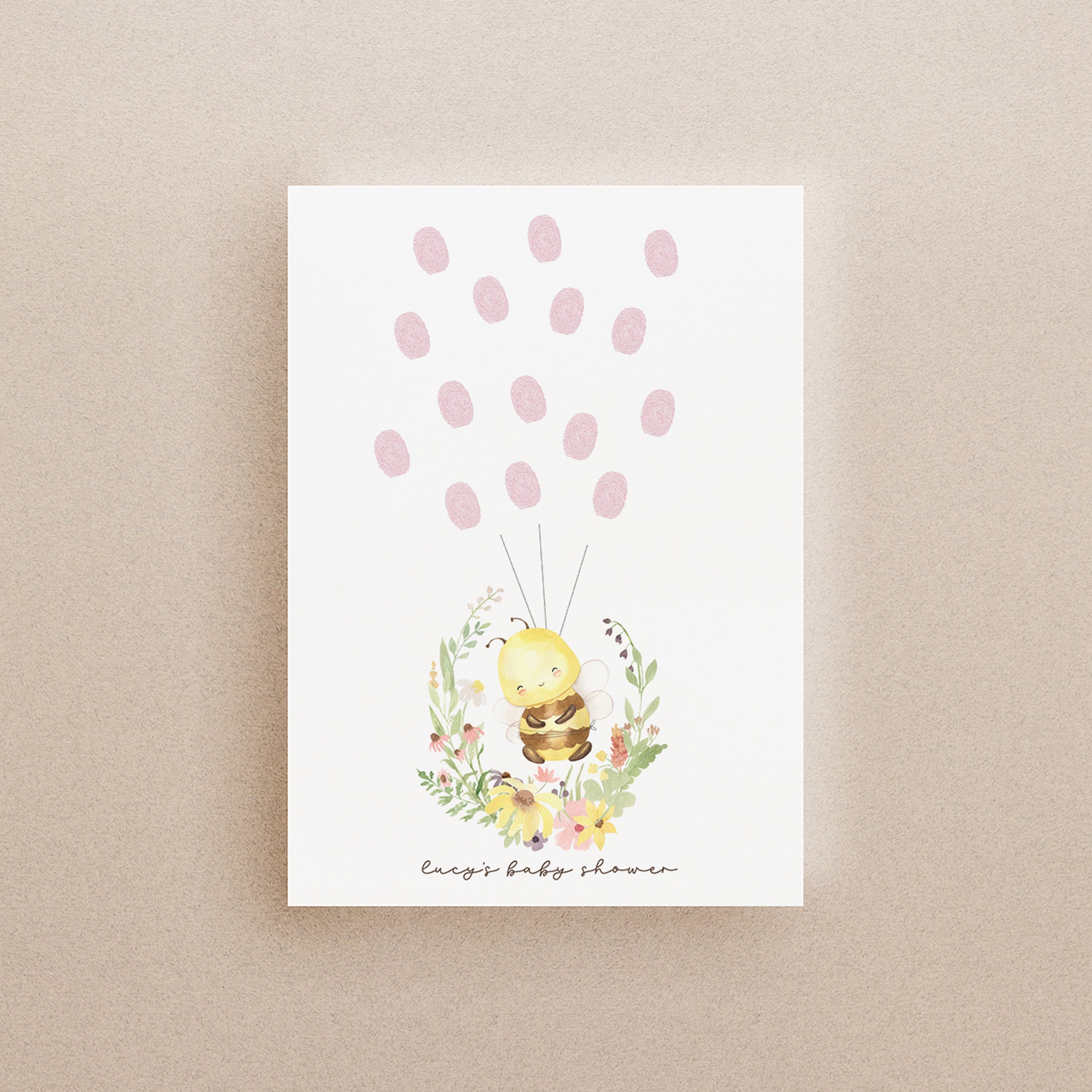 PErsonalised Bee Finger Print Tree Nursery Print