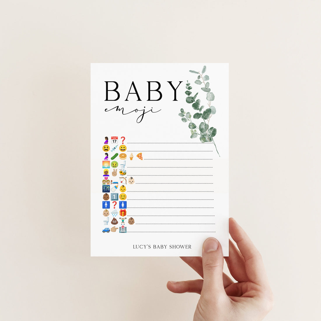 Botanical Baby Shower Games- Baby Emoji Game -Personalised Baby Shower Games-Custom Games Sage Theme-Gender Neutral -New Mum Baby