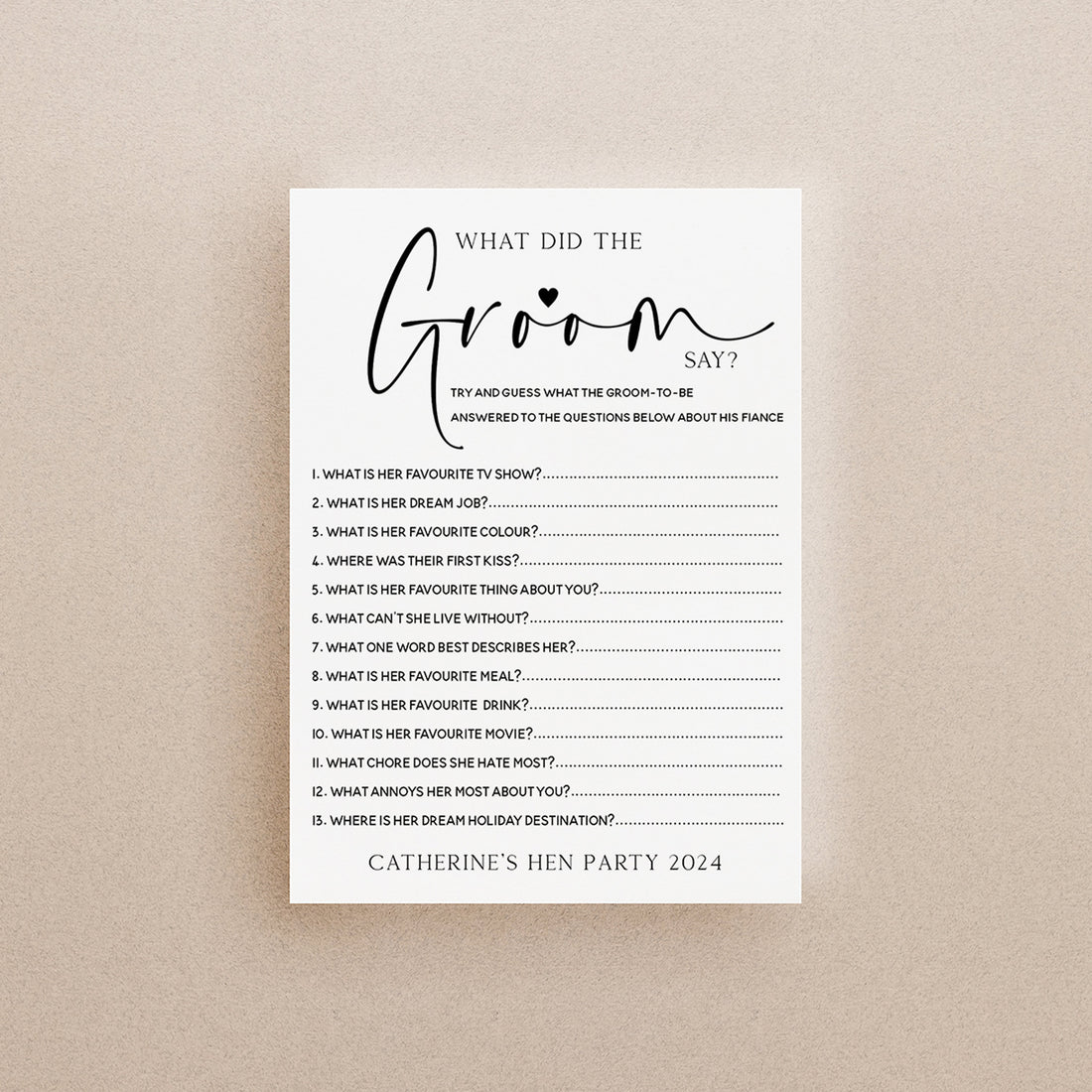 Personalised What Did The Groom Say Cards