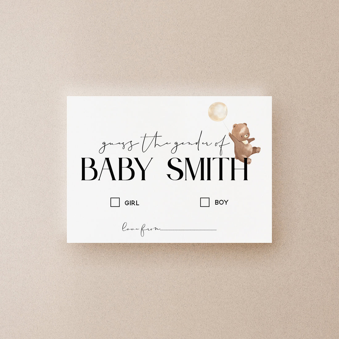 Guess The Gender Baby Cards-Personalised Baby Shower Games-Baby Shower Gender Reveal-Bear Theme Baby Shower Games-Baby Boy-Baby Girl-Unisex