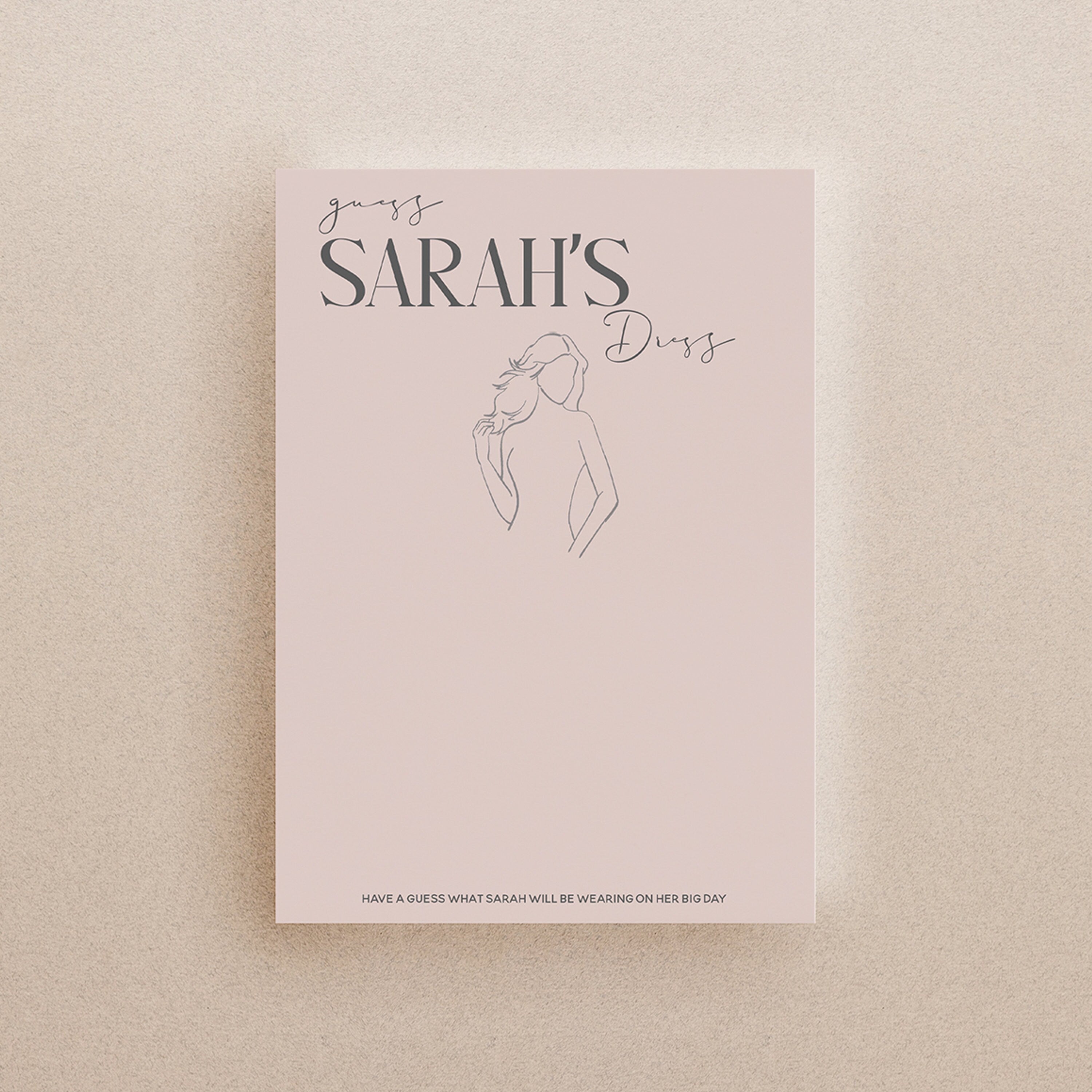Personalised Blush Pink Guess The Dress Cards