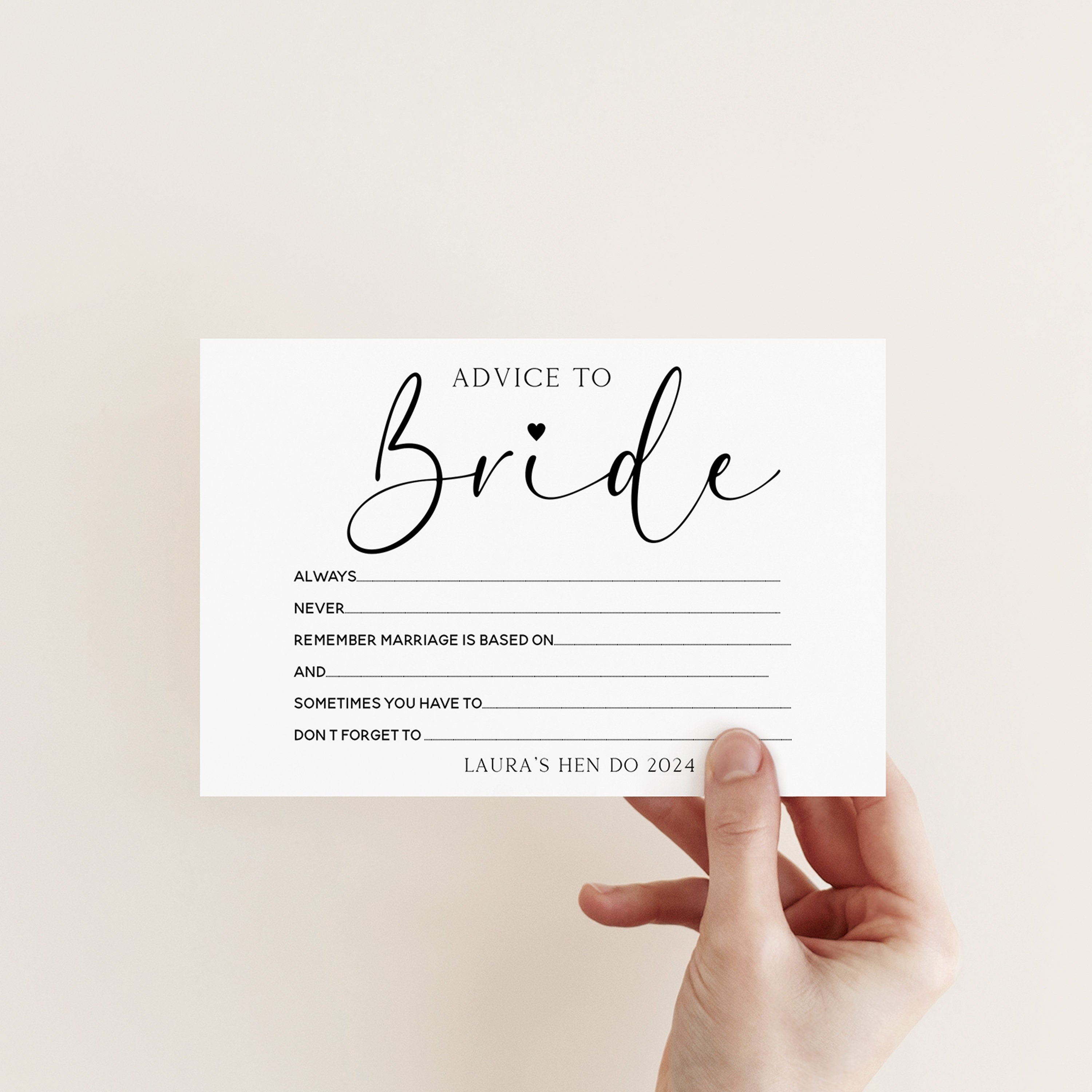 Personalised Advice To Bride Cards