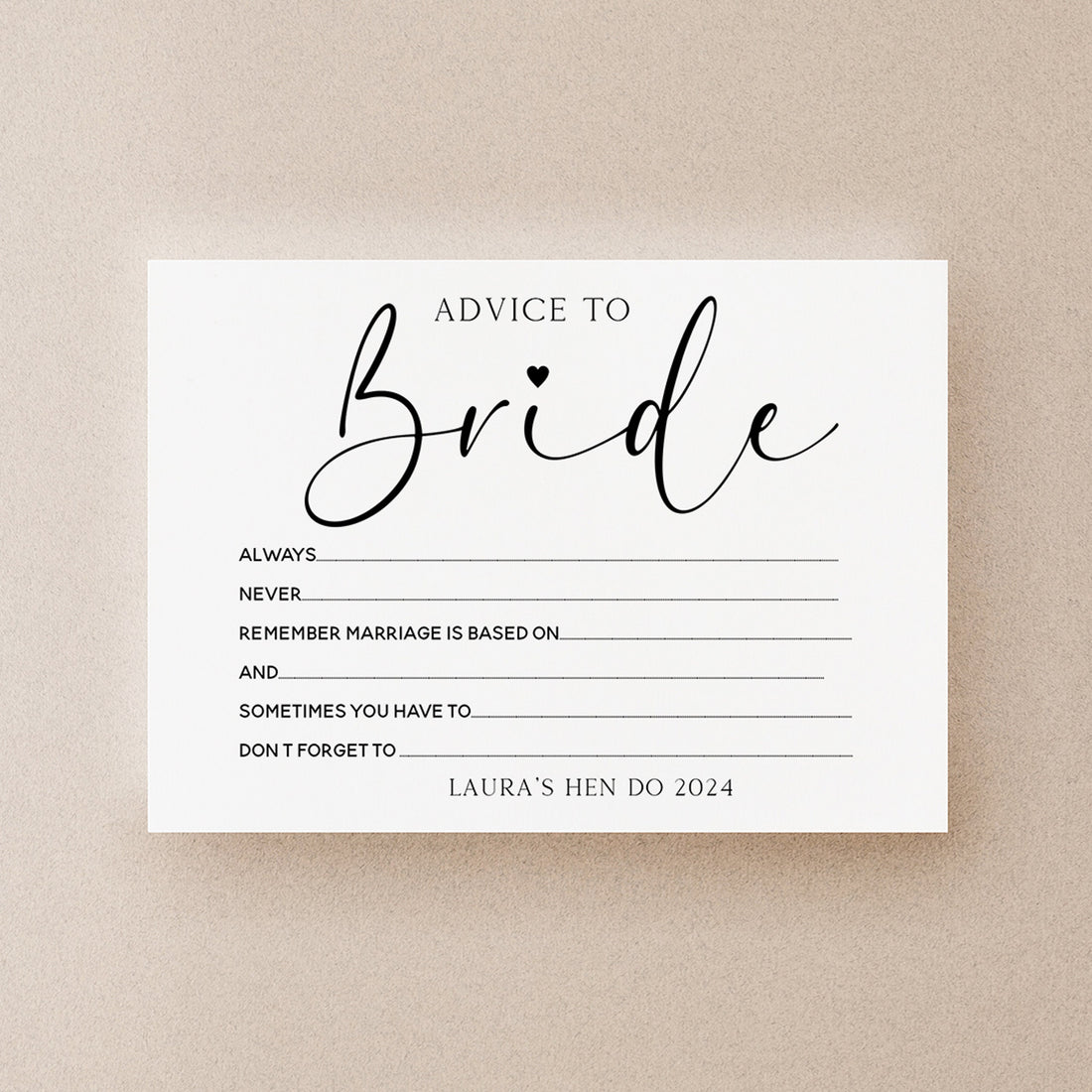 Personalised Advice To Bride Cards