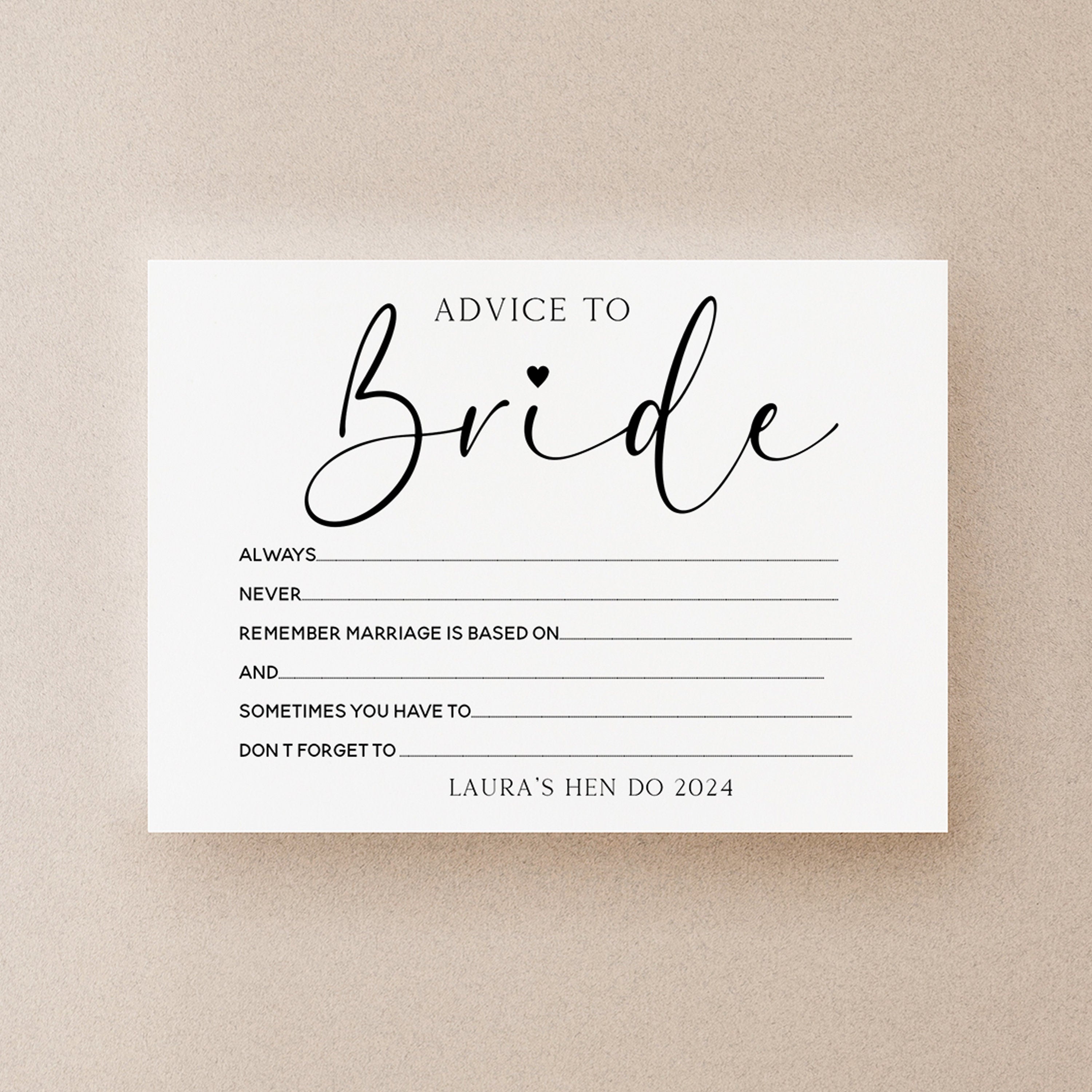 Personalised Advice To Bride Cards