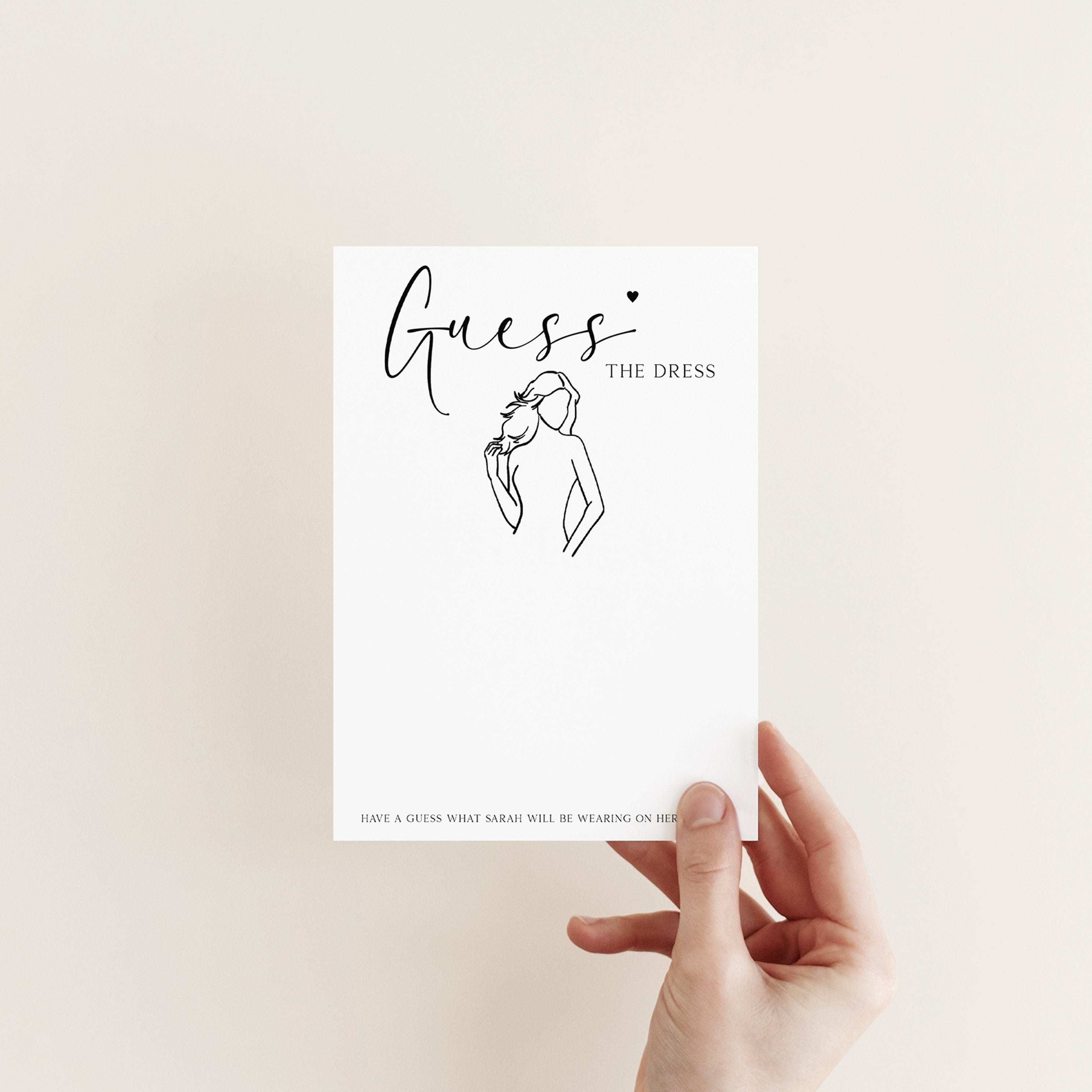 Personalised Script Guess The Dress Cards