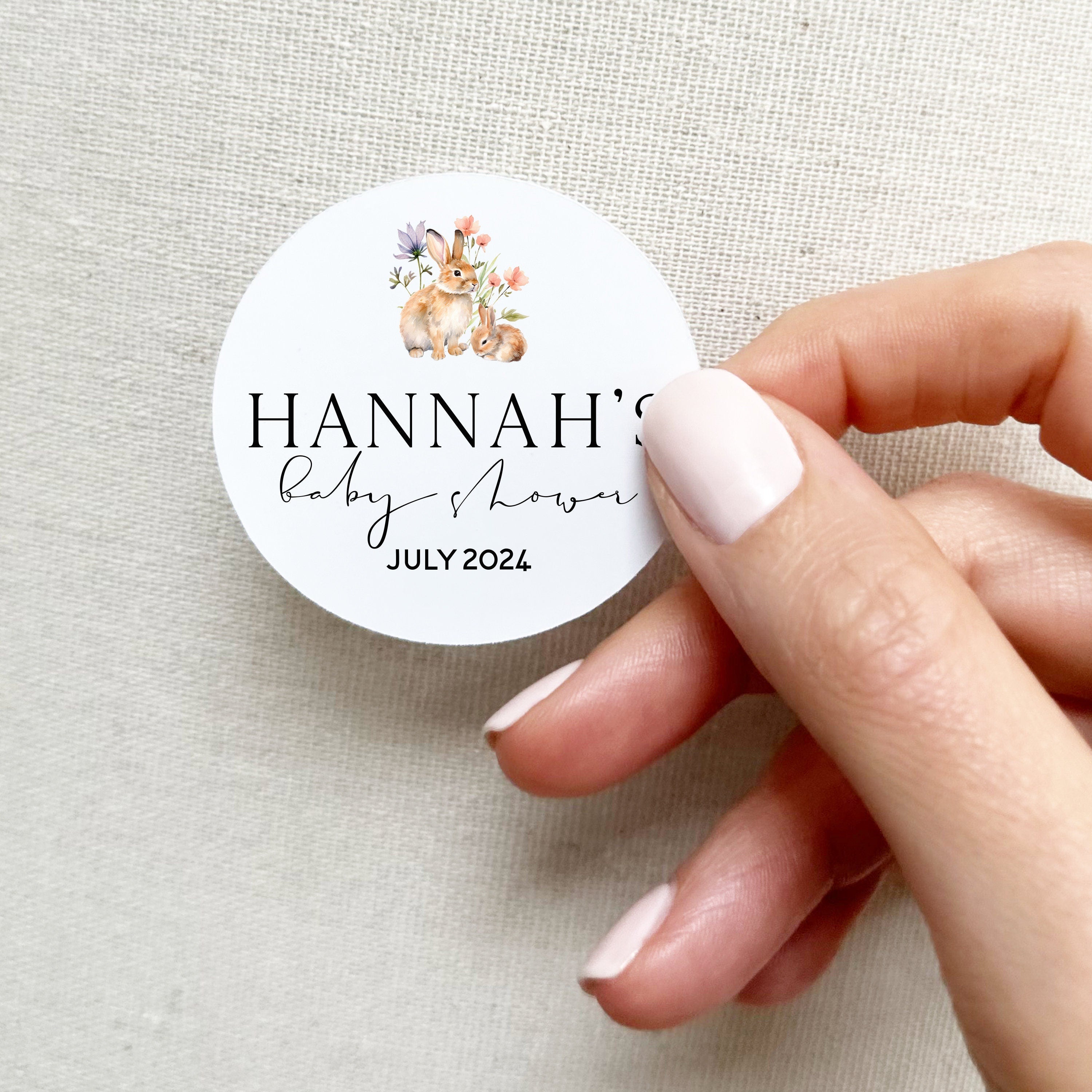 Personalised Rabbit Baby Shower Stickers