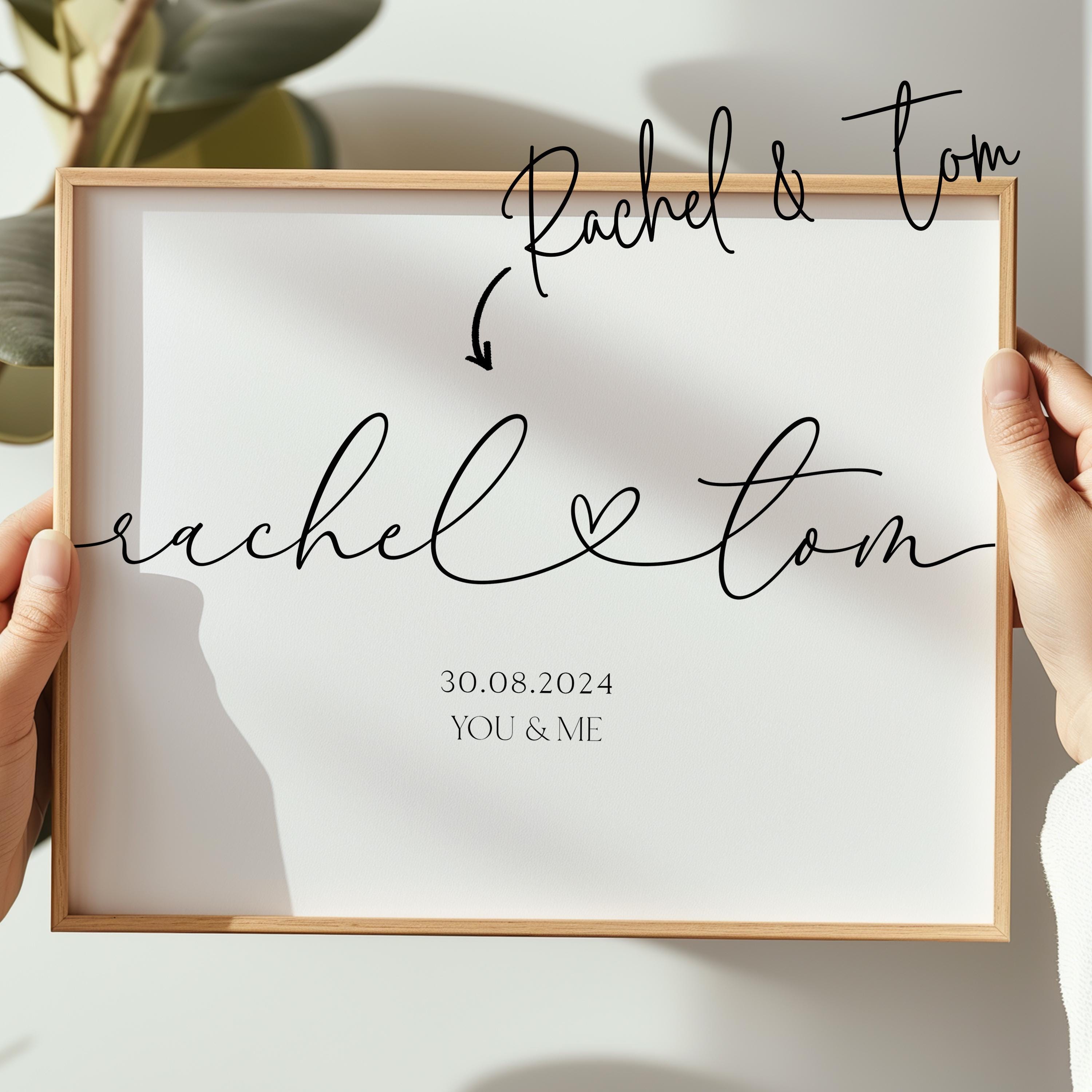 Personalised Print Cursive Script Wedding Engagement Anniversary Gift