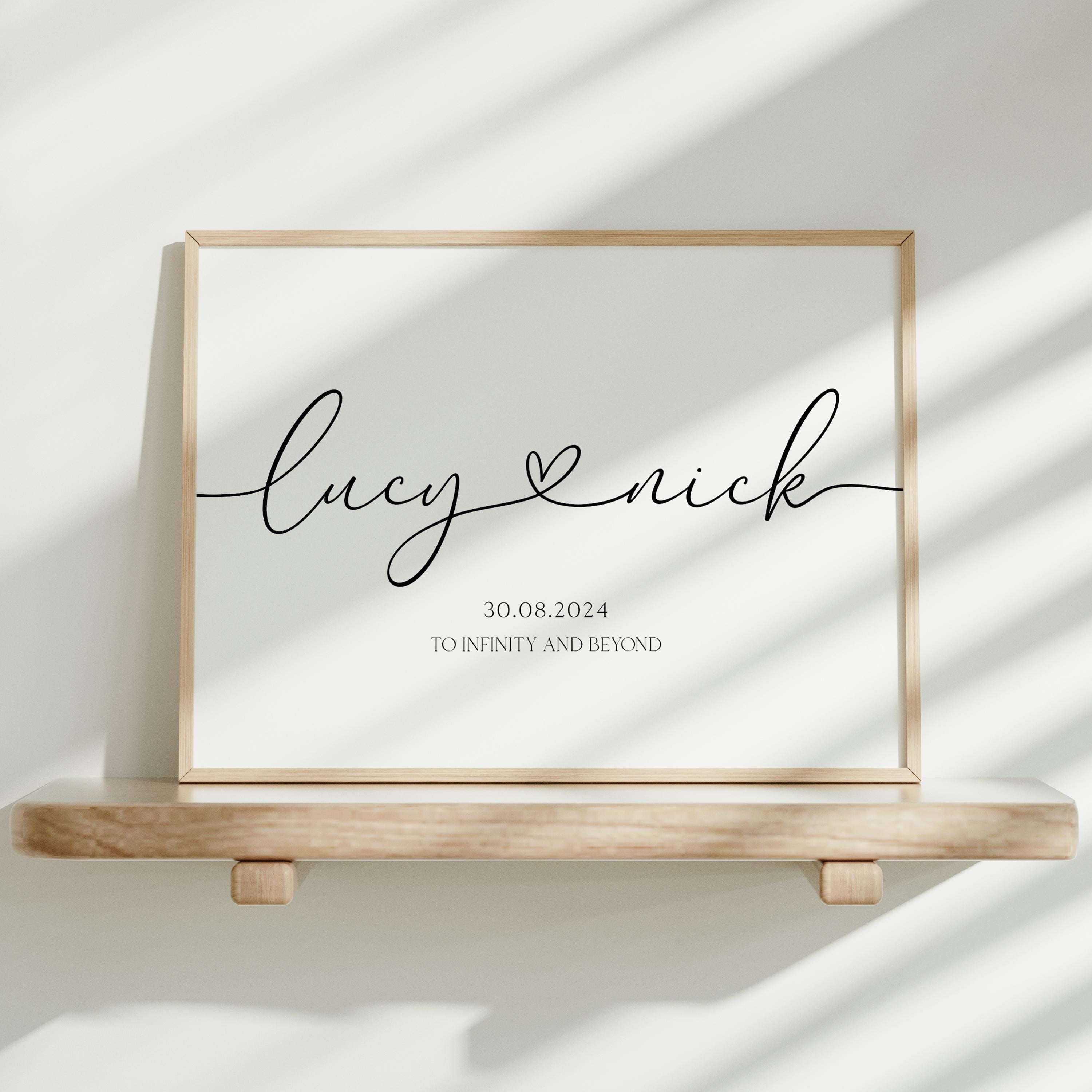 Personalised Print Cursive Script Wedding Engagement Anniversary Gift