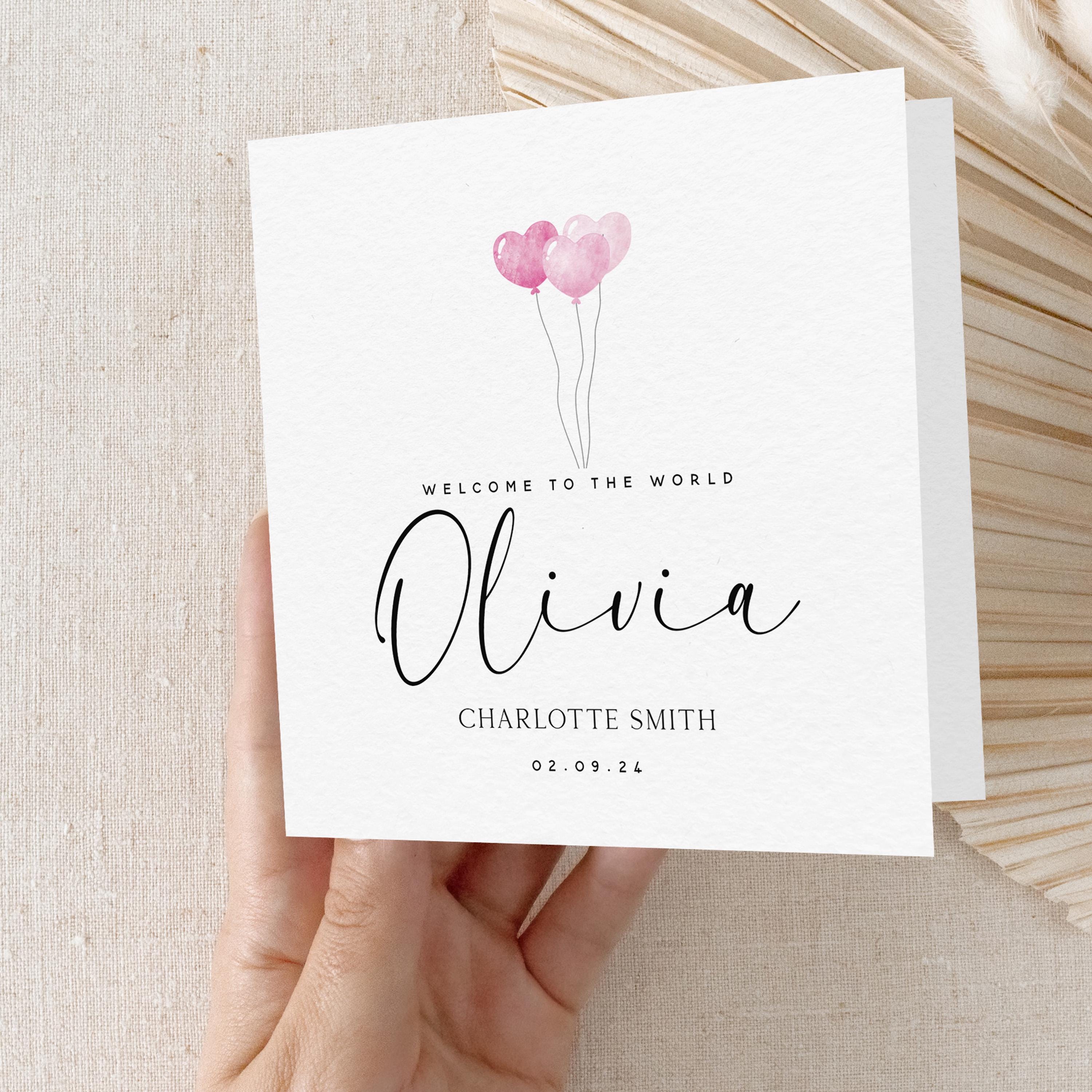 Personalised New Baby Girl Card, Welcome To The World Card, Newborn Girl, It&