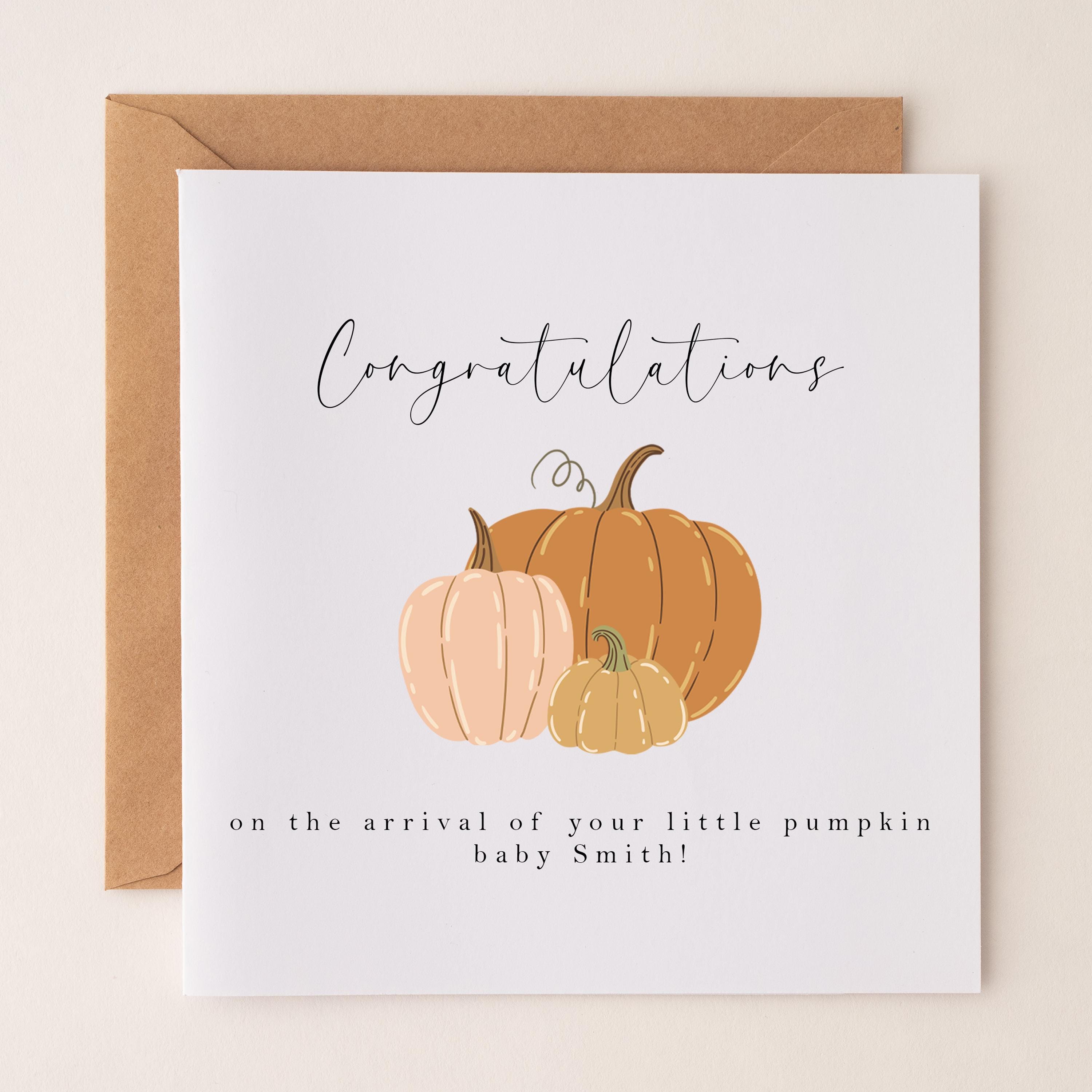 Personalised Pumpkin New Baby Card