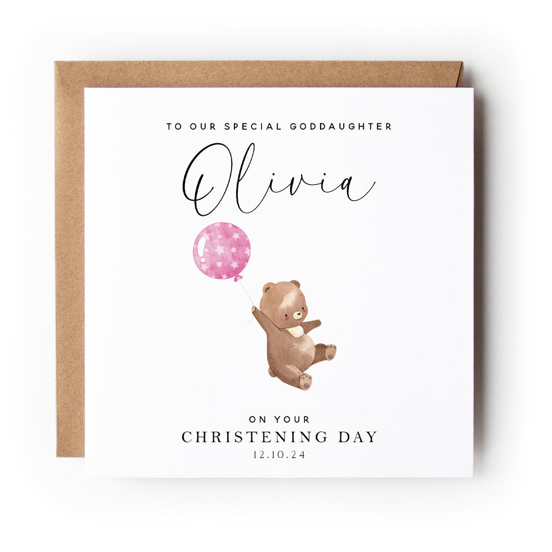 Personalised Bear Christening Card