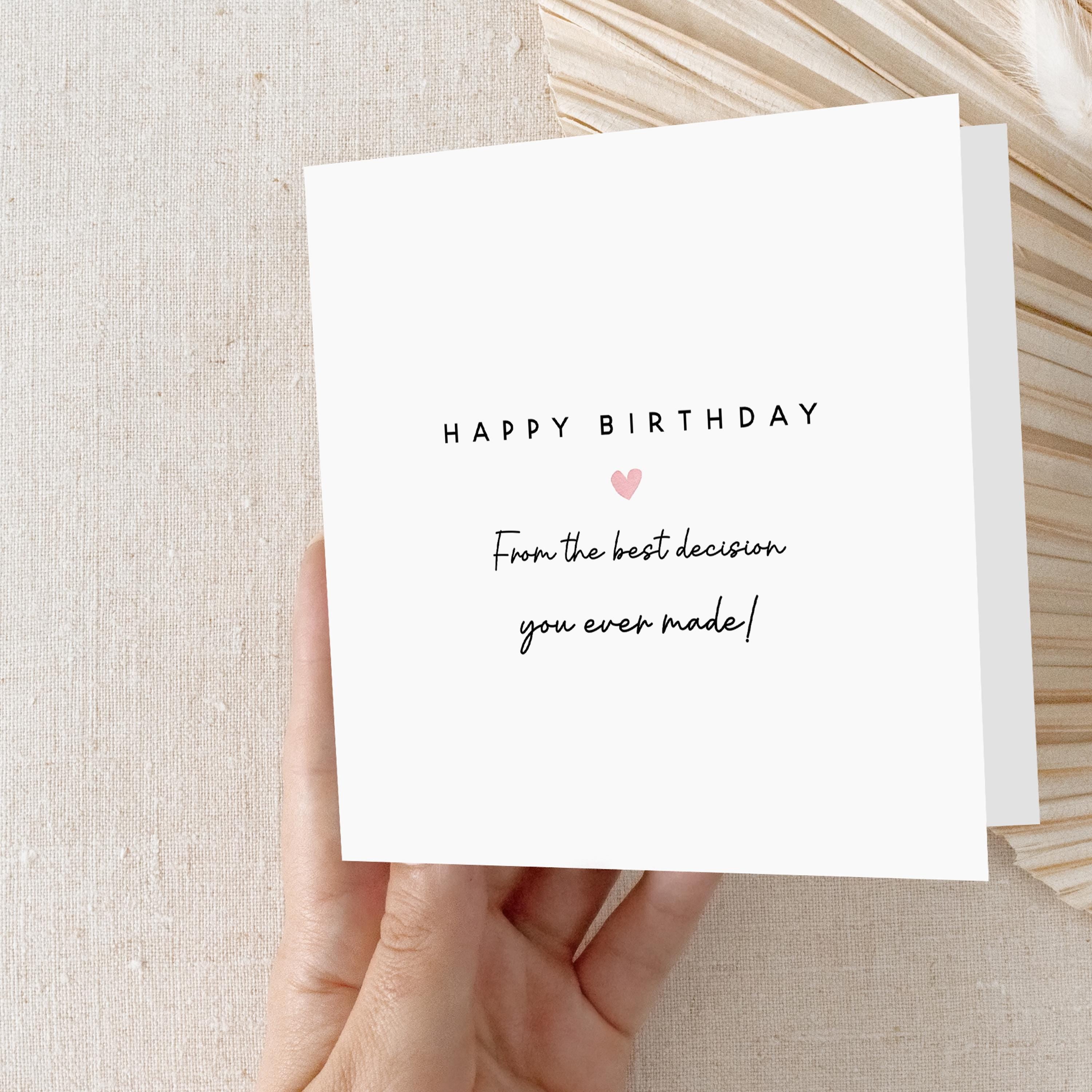 Birthday Card Best Decision-Happy Birthday Card-Boyfriend Girlfriend Wife Husband Card-Minimal Style Heart-6 x 6 inch-Kraft Envelope
