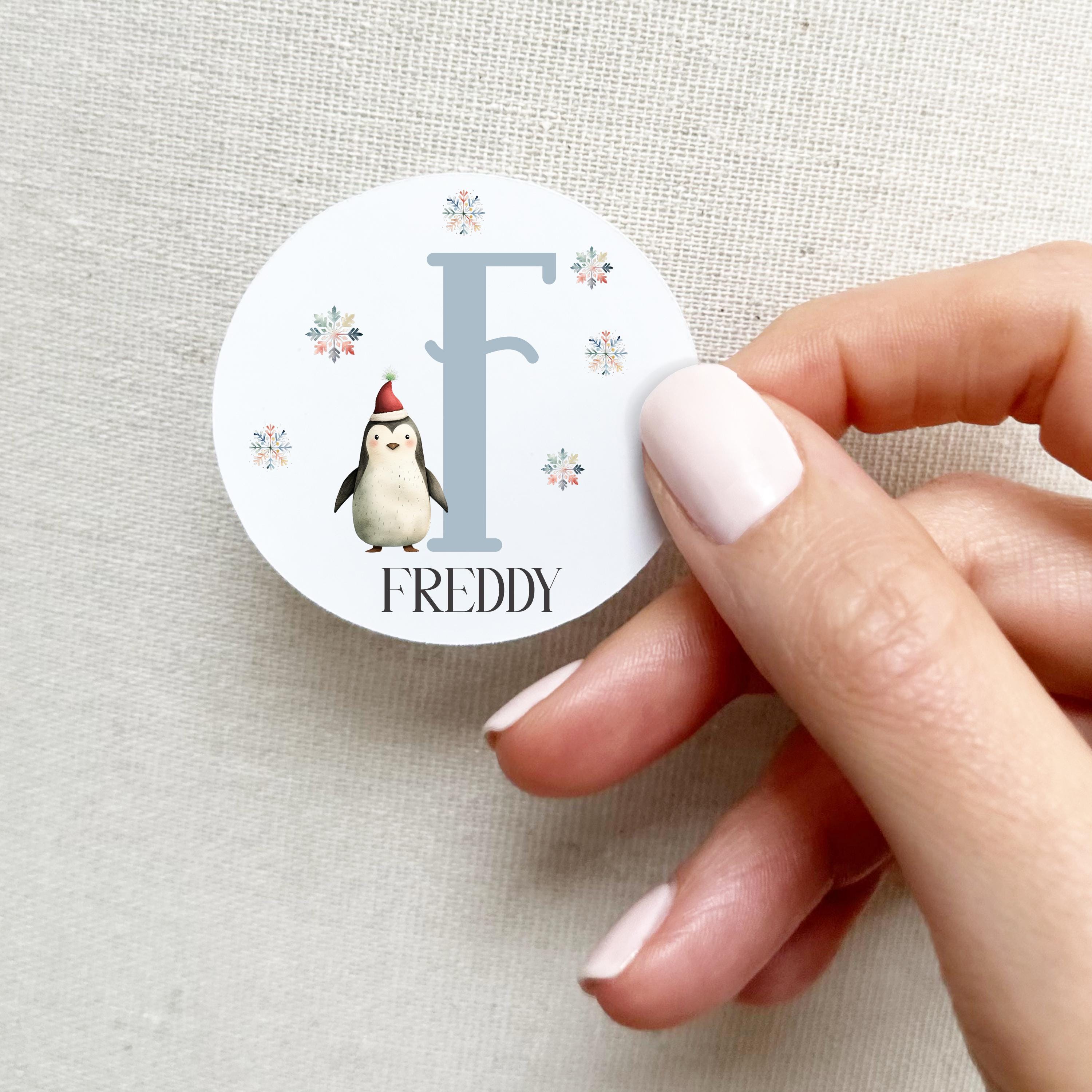 Personalised Christmas Stickers Penguin Gift Labels