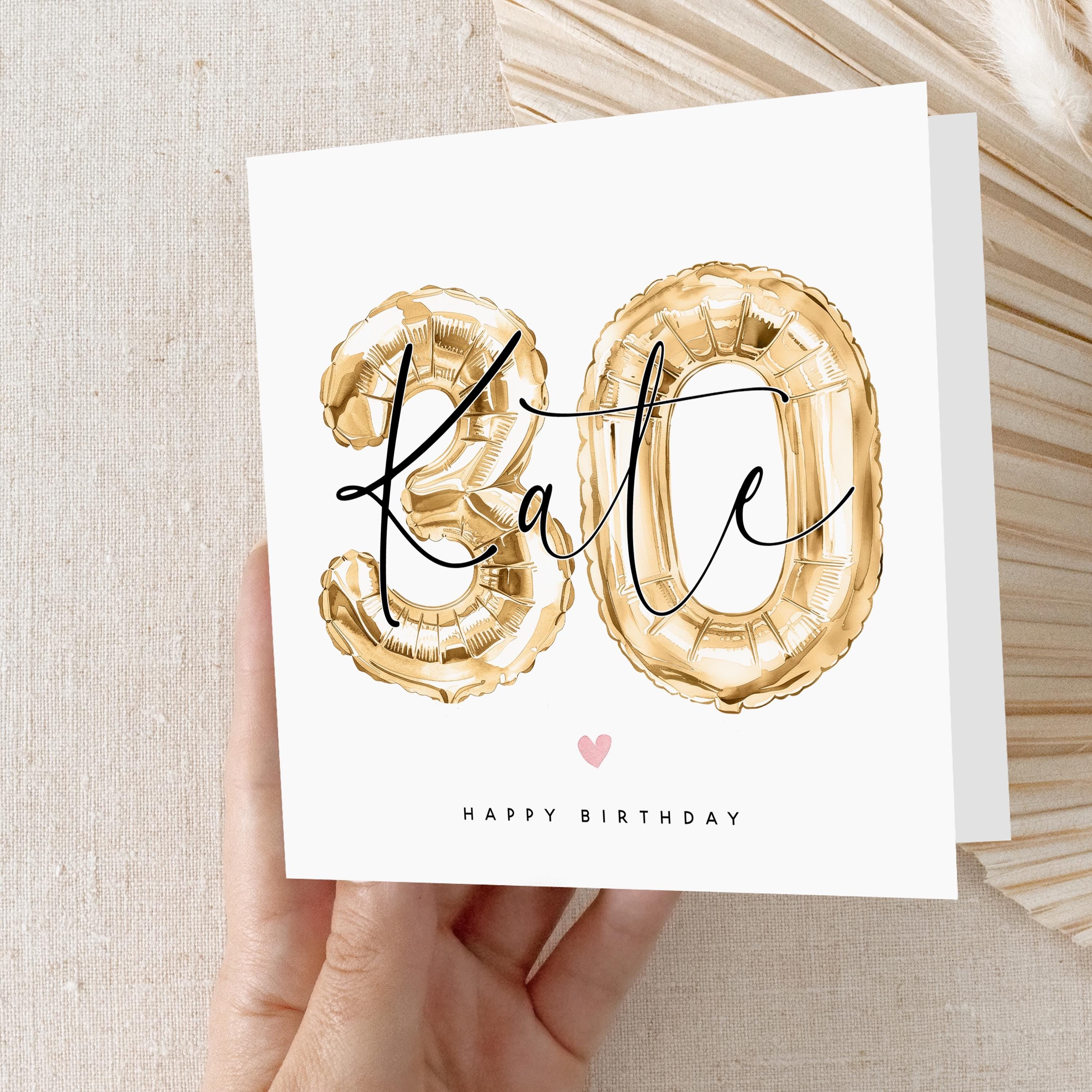 Personalised 30th Gold Watercolour Balloon Birthday Card