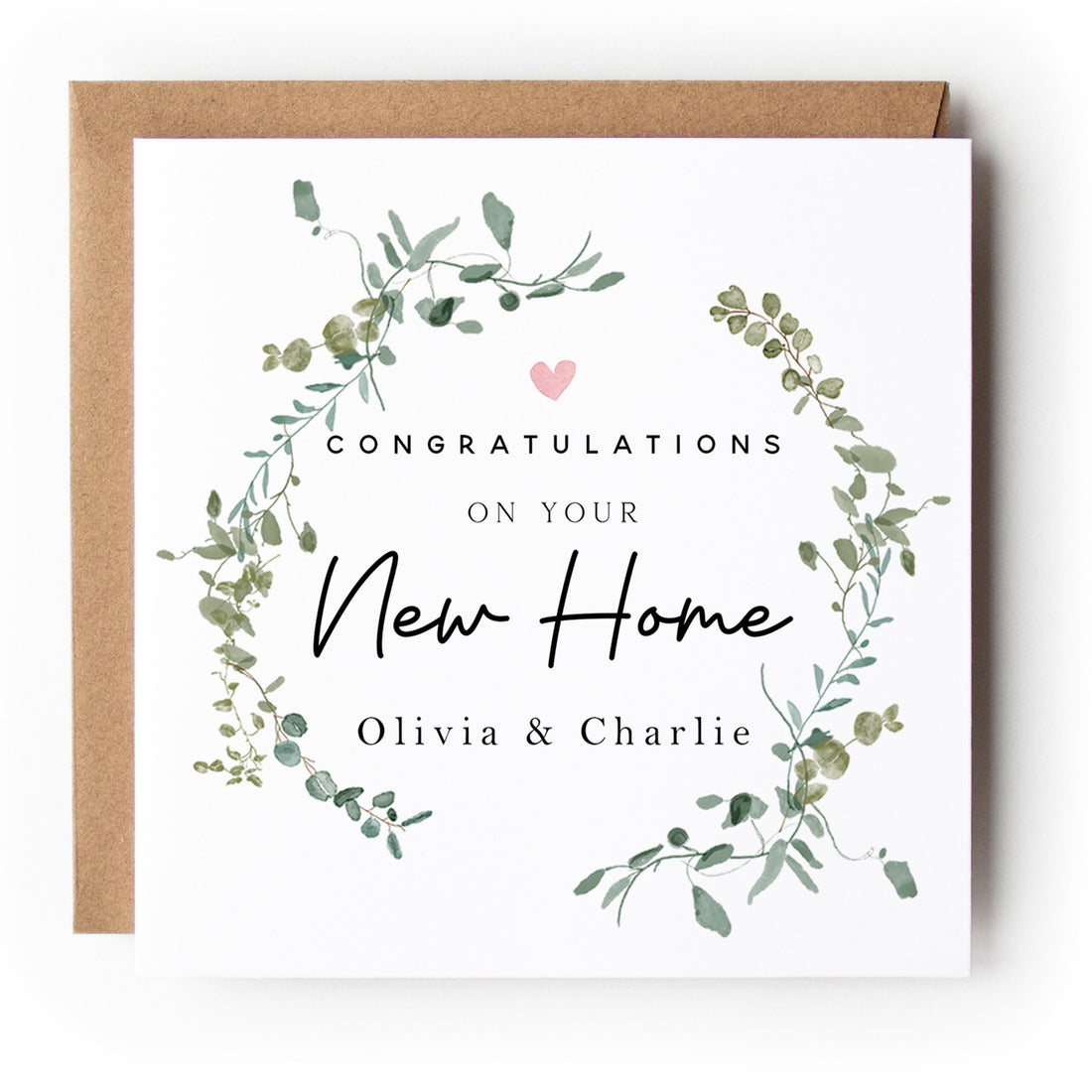 Personalised New Home Card-Housewarming Card-Moving Day-Welcome New Home-First Home Card-Congratulations New Home Gift-Botanical Wreath