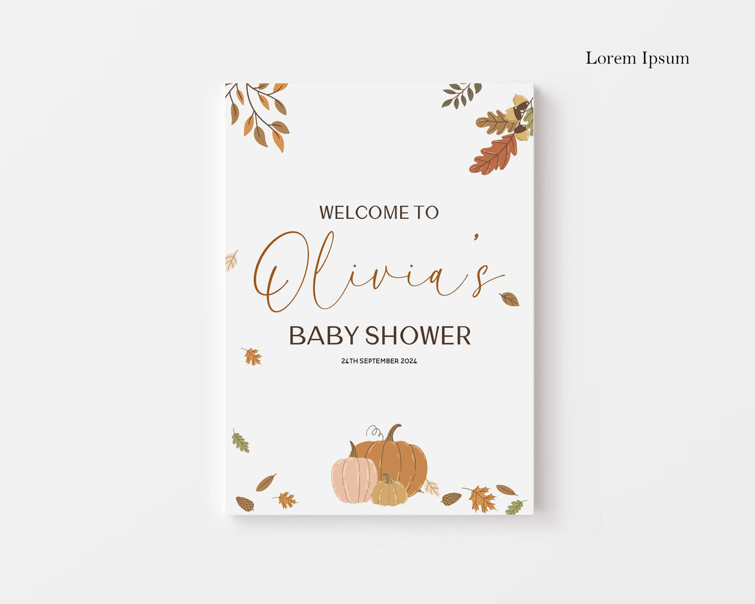 Autumn Pumpkin Personalised Welcome Sign For Baby Shower