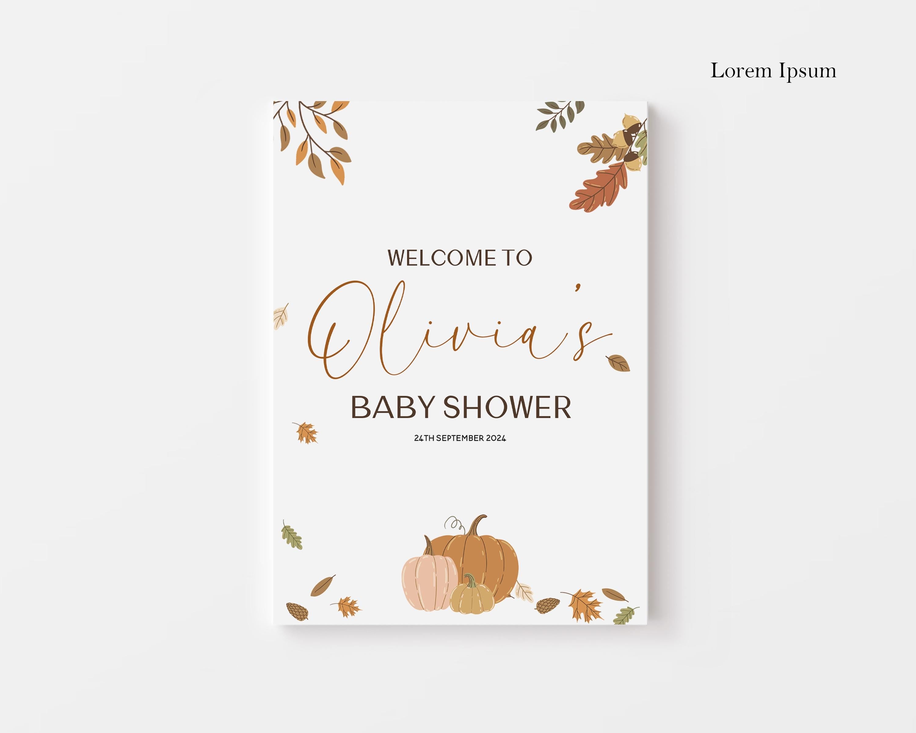 Autumn Pumpkin Personalised Welcome Sign For Baby Shower