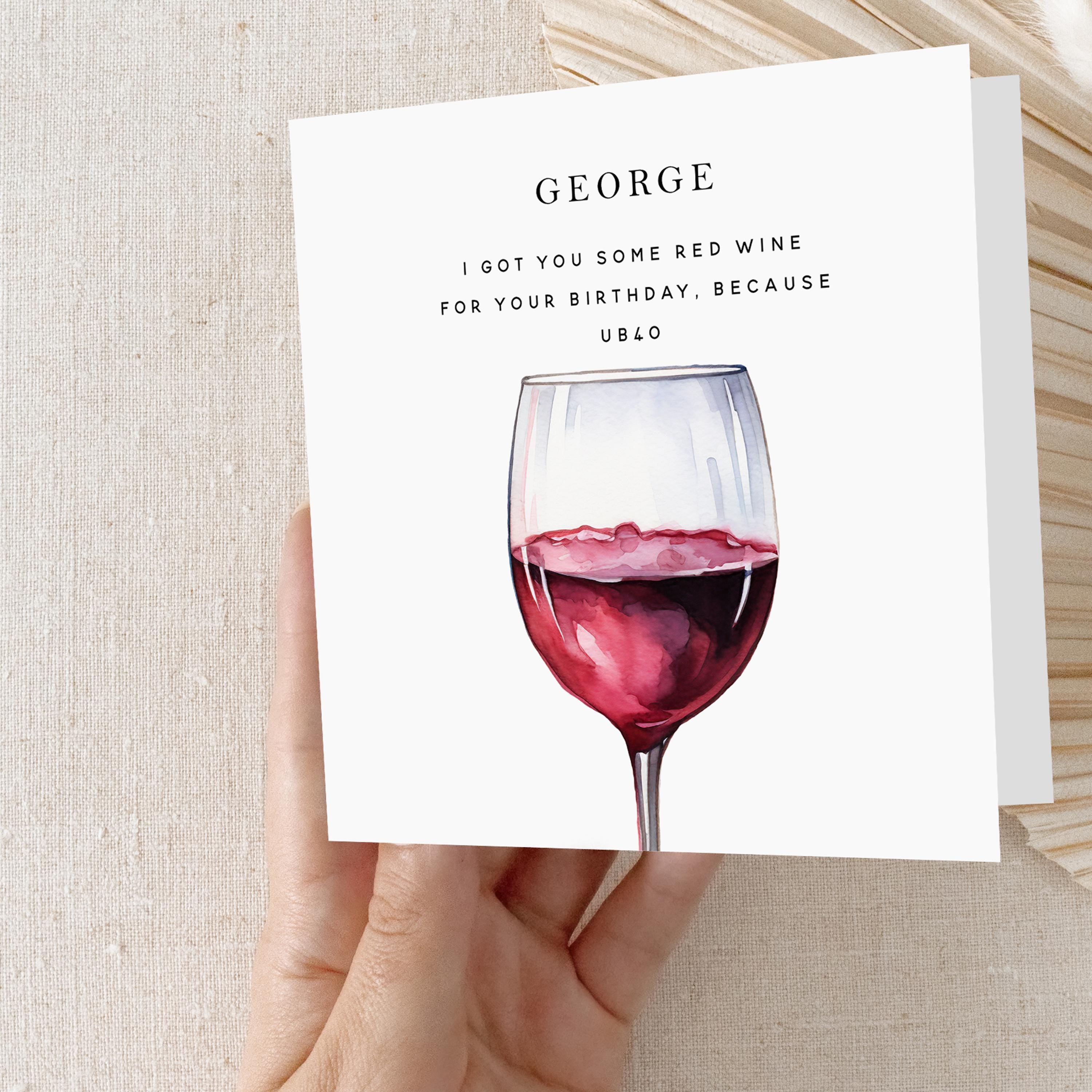 Personalised 40th Red Wine Birthday Card