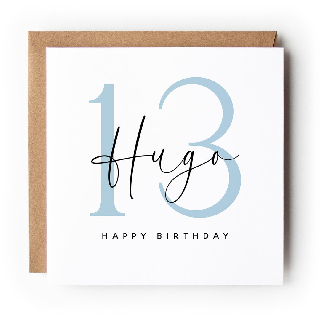 Personalised Script & Blue 13th Birthday Card Script & Blue