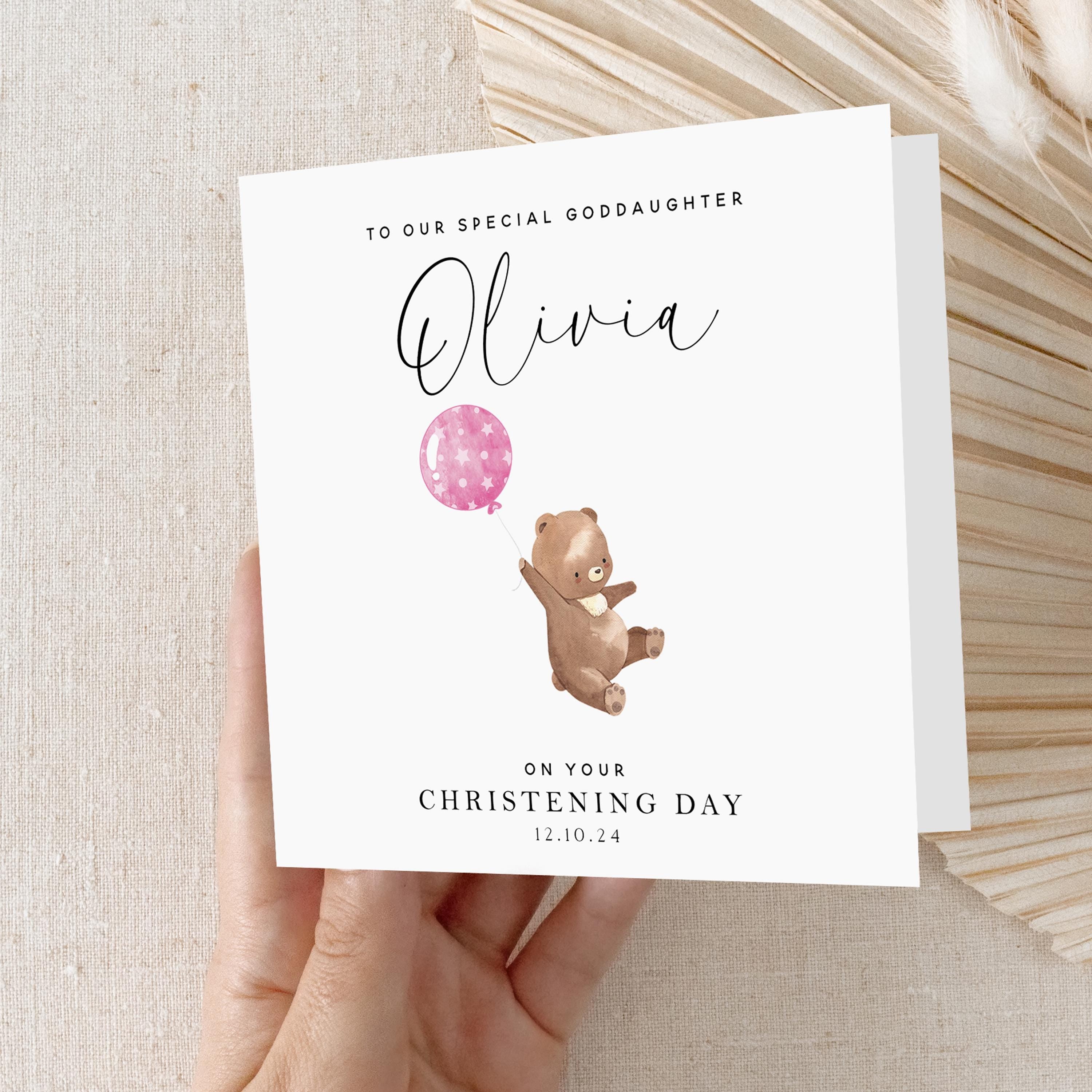 Personalised Bear Christening Card