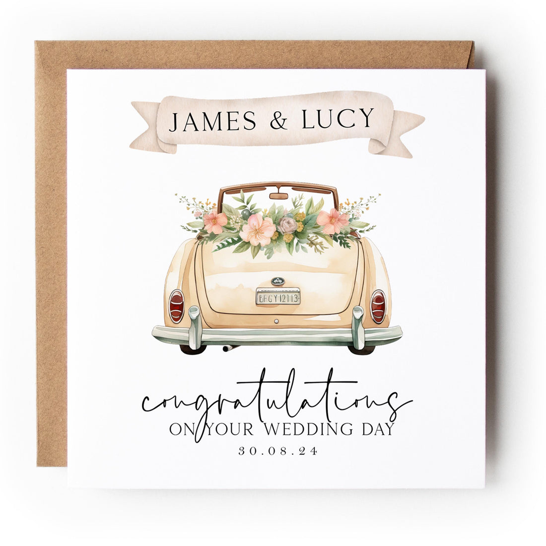 Personalised Just Married Wedding Card
