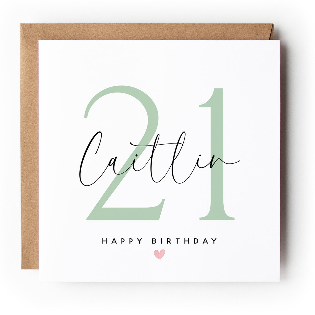 Personalised Mint Script 21st Birthday Card