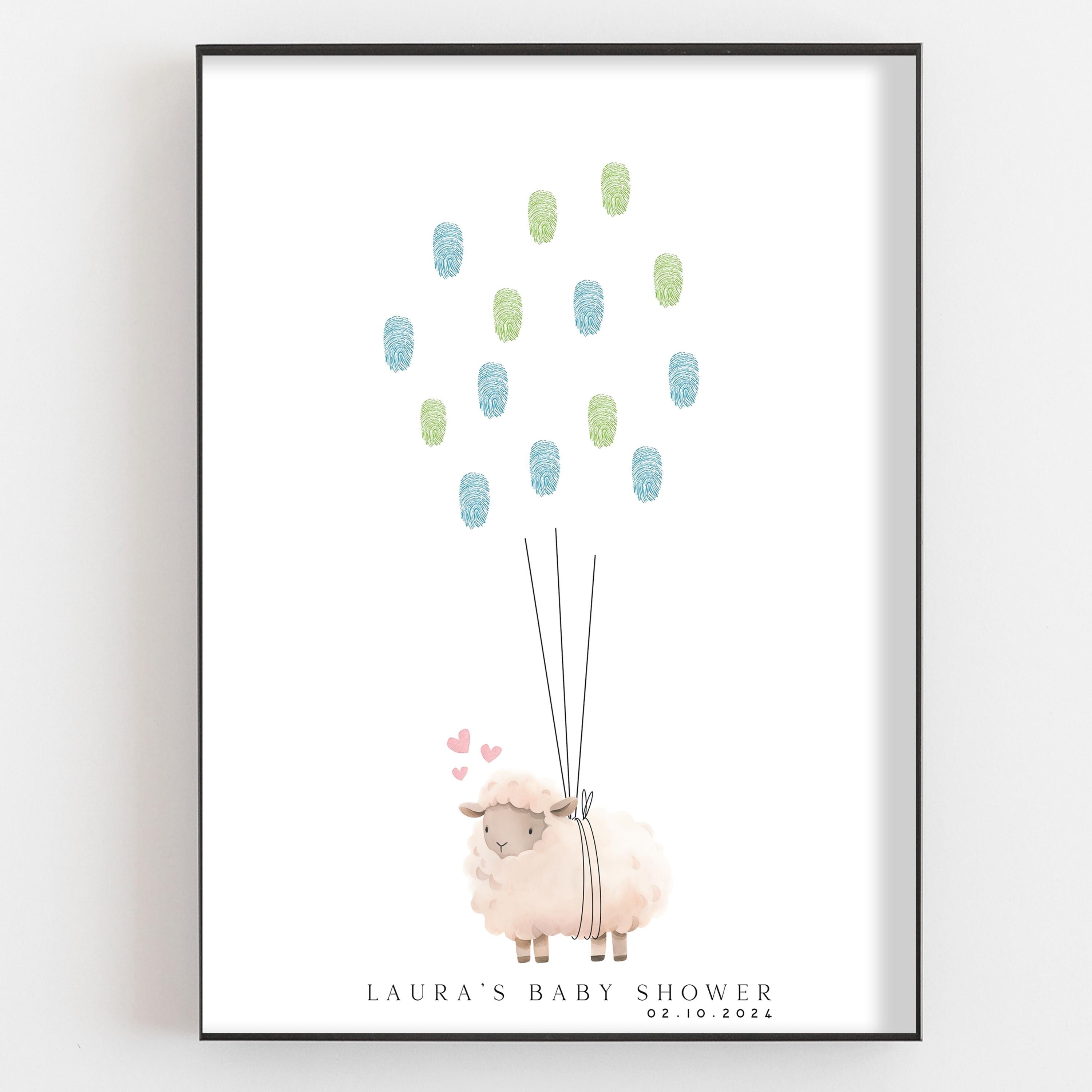 Baby Shower Sheep Farm Theme Fingerprint Tree
